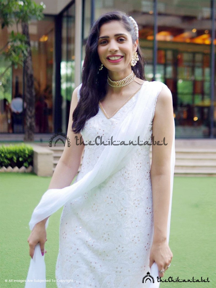 Fanaa Viscose Chikankari Sleeveless Kurta Garara Set ,Chikankari Sleeveless Kurta Garara Set in Viscose Fabric For Woman