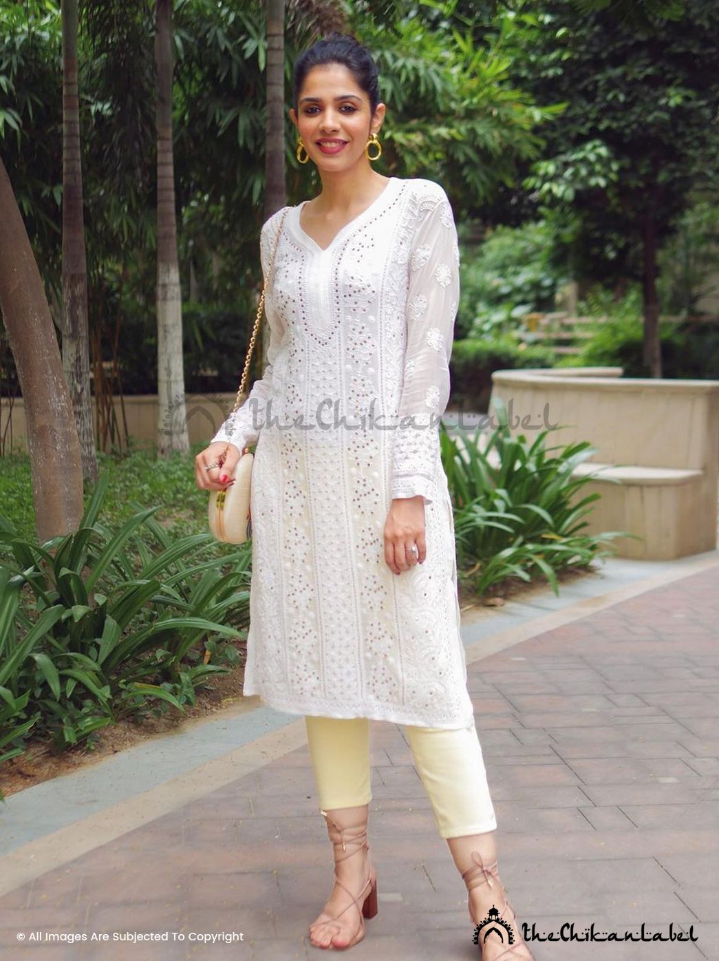 Prerna Chhabra White Viscose Chikankari Straight Kurti ,Chikankari Straight Kurti in Viscose Fabric For Woman