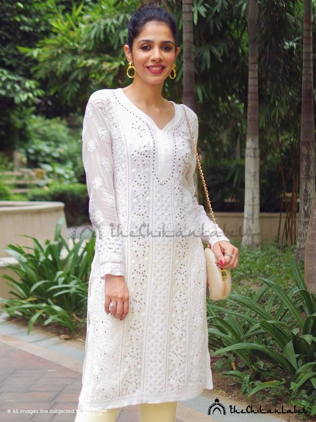 Prerna Chhabra White Viscose Chikankari Straight Kurti ,Chikankari Straight Kurti in Viscose Fabric For Woman