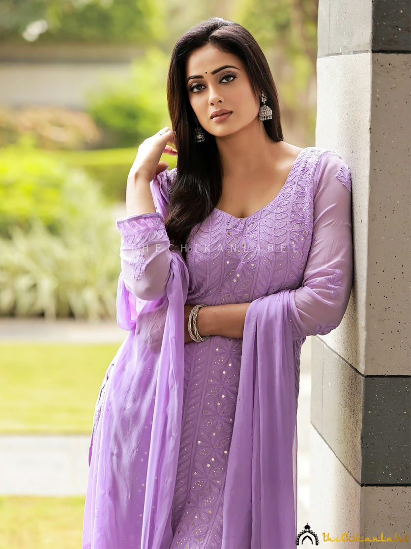 Shweta Tiwari in Mohini Viscose Chikankari Straight Kurta Set ,Chikankari Straight Kurta Set in Viscose Fabric For woman