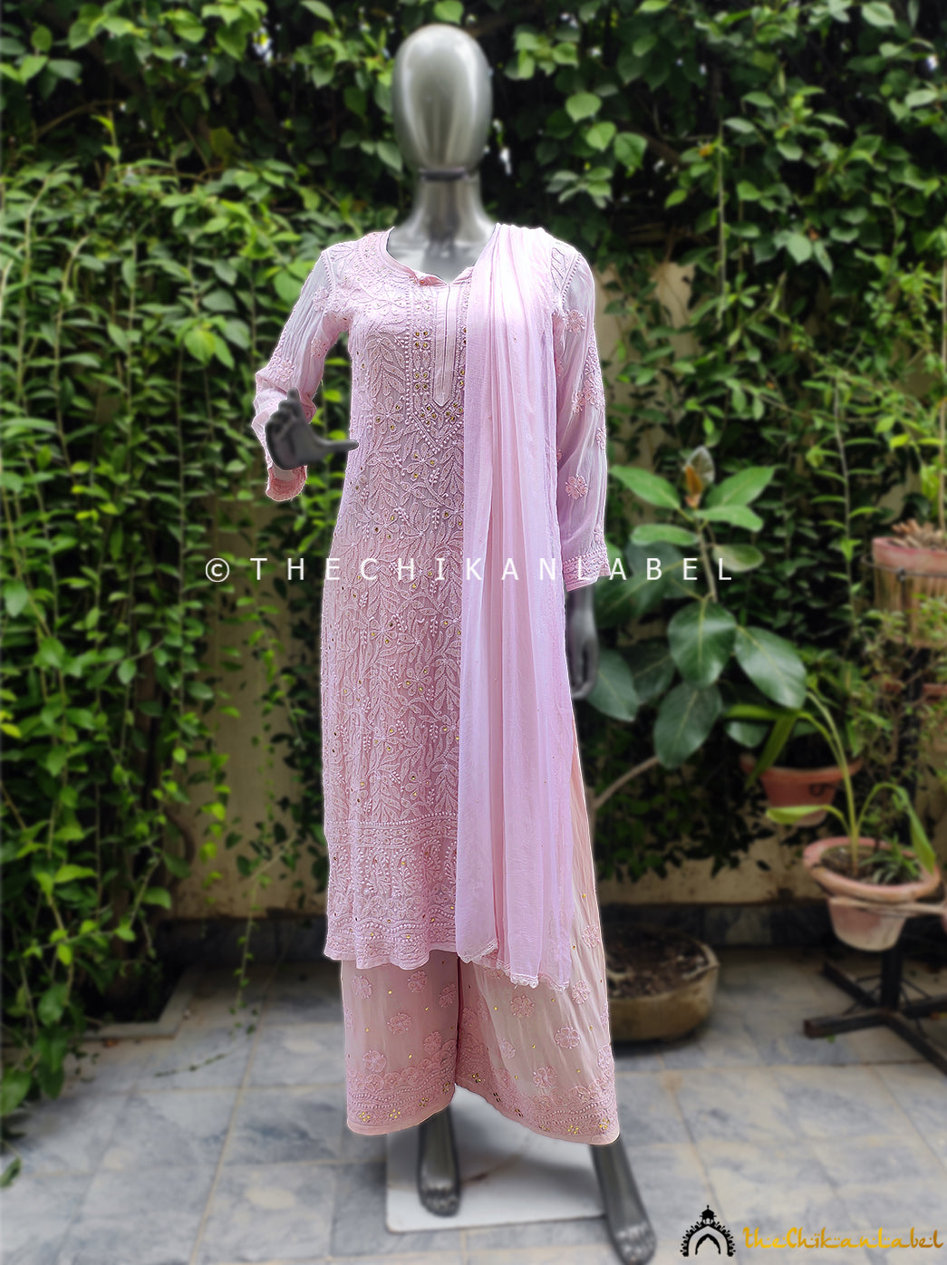 Luxury chikankari viscose set designed for comfort and elegance, paired with sheer dupatta and handcrafted embellishments.
