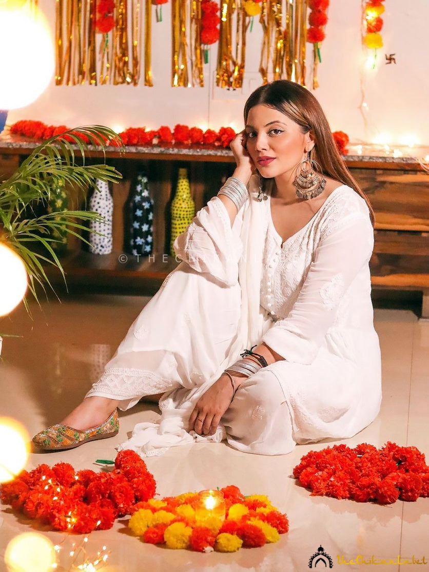 Hafsa Viscose Chikankari Kurta Garara Set with Dupatta ,Chikankari Kurta Garara Set with Dupatta in Viscose Fabric For woman