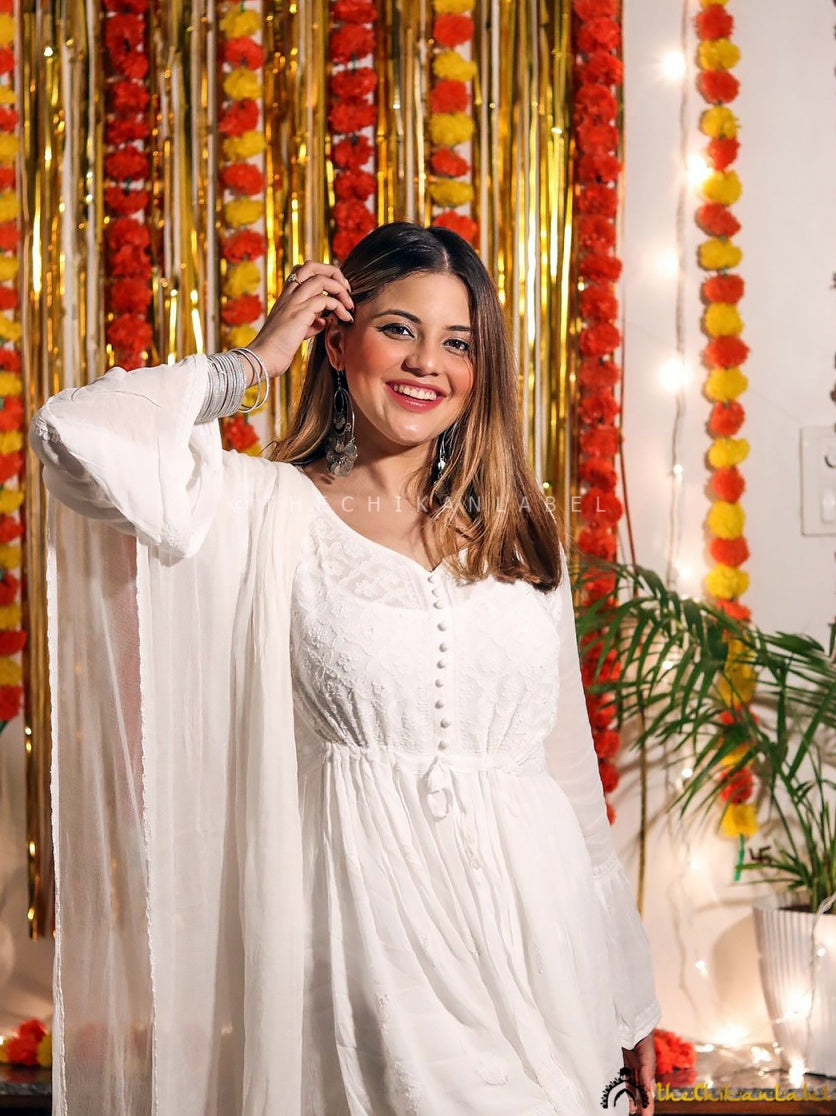 Hafsa Viscose Chikankari Kurta Garara Set with Dupatta ,Chikankari Kurta Garara Set with Dupatta in Viscose Fabric For woman