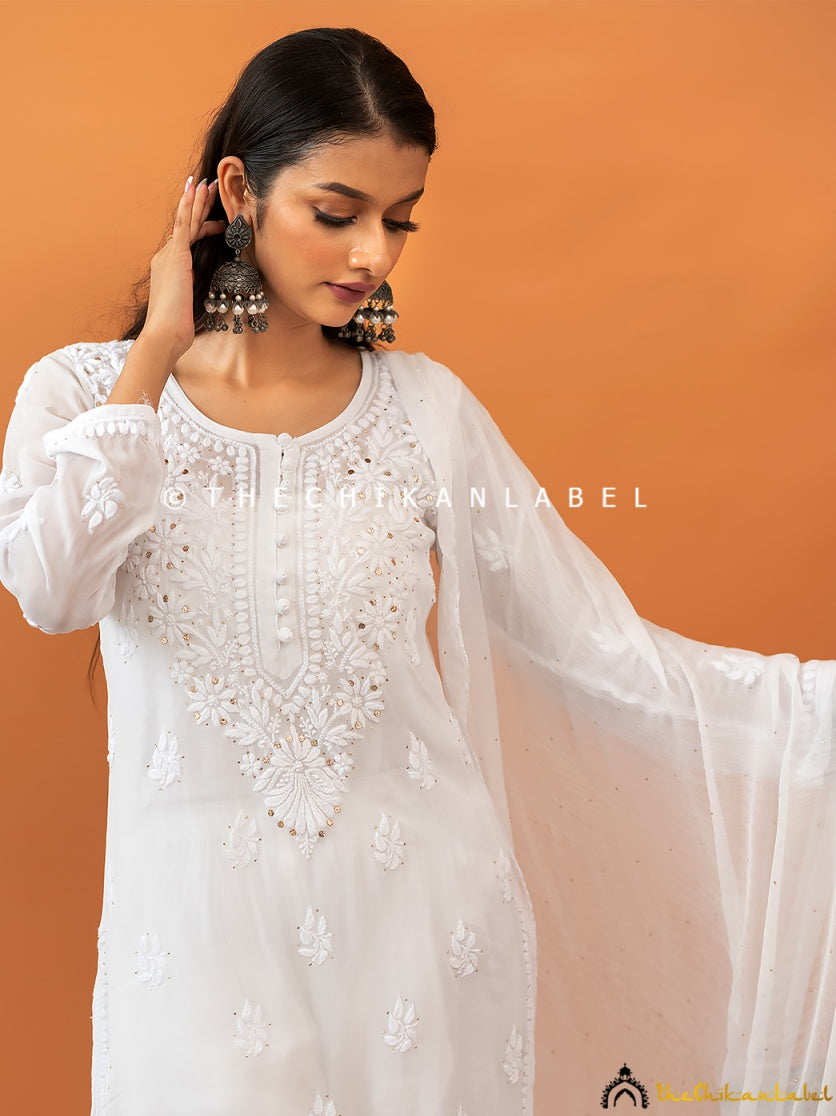 Haya Viscose Chikankari Kurta Set with Dupatta ,Chikankari Kurta Set with Dupatta in Viscose Fabric For Woman