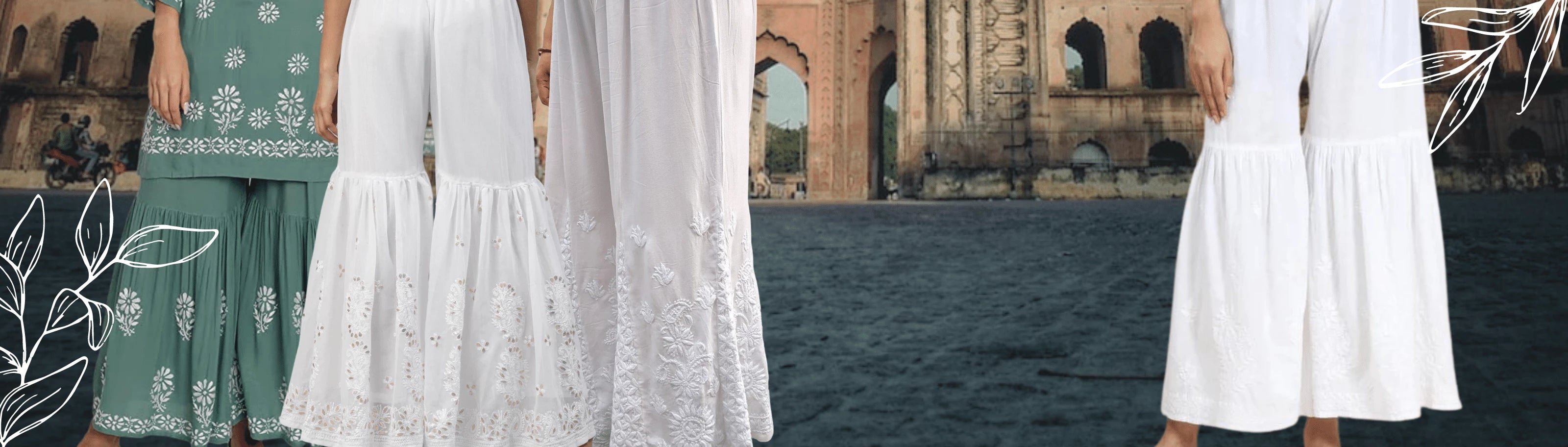 White 2025 chikankari pants