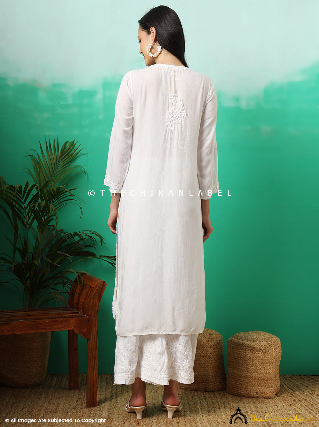 Tripti Dimri White Modal Chikankari Straight Kurti