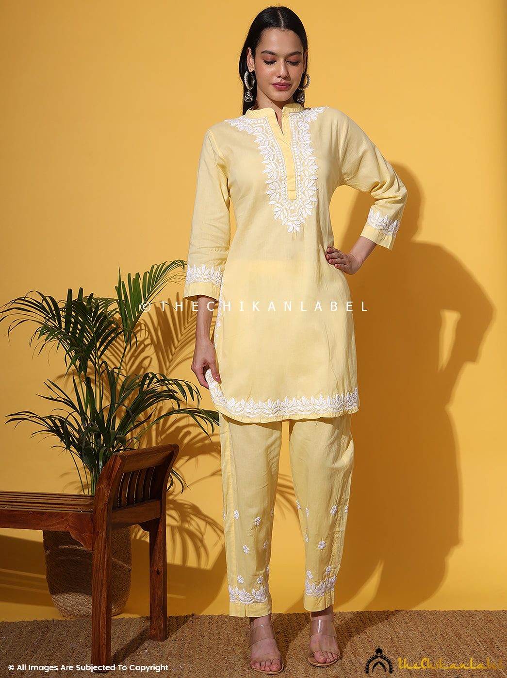 Yellow Rumi Organic Cotton Chikankari Kurta Set