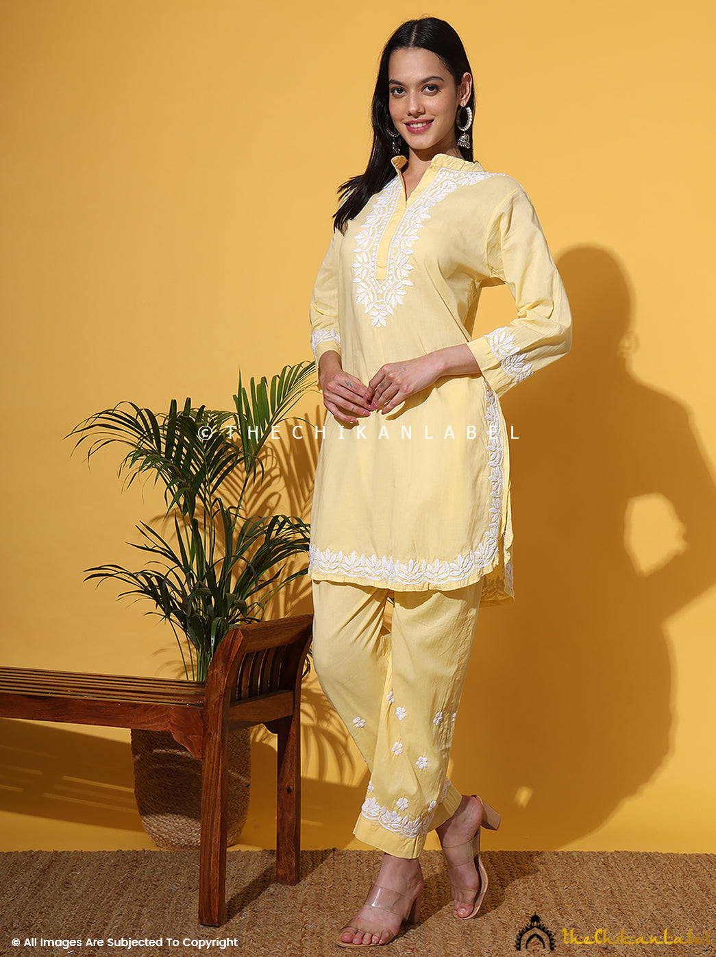 Yellow Rumi Organic Cotton Chikankari Kurta Set