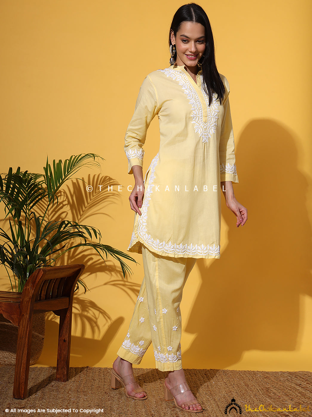 Yellow Rumi Organic Cotton Chikankari Kurta Set