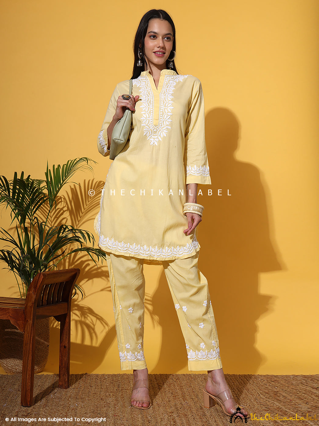 Yellow Rumi Organic Cotton Chikankari Kurta Set