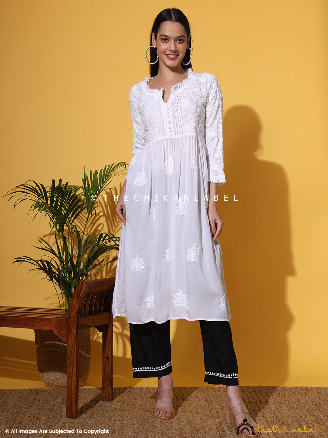 Titli Muslin Chikankari Tunic Dress - White | The Chikan Label M Titli Muslin Chikankari Tunic Dress - White | The Chikan Label M