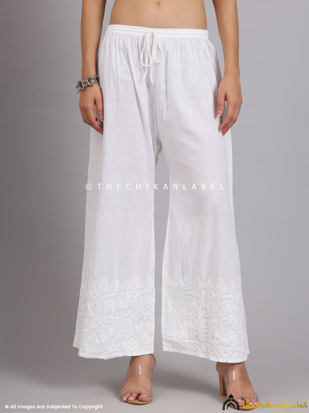 White Hiral Cotton Chikankari Palazzo