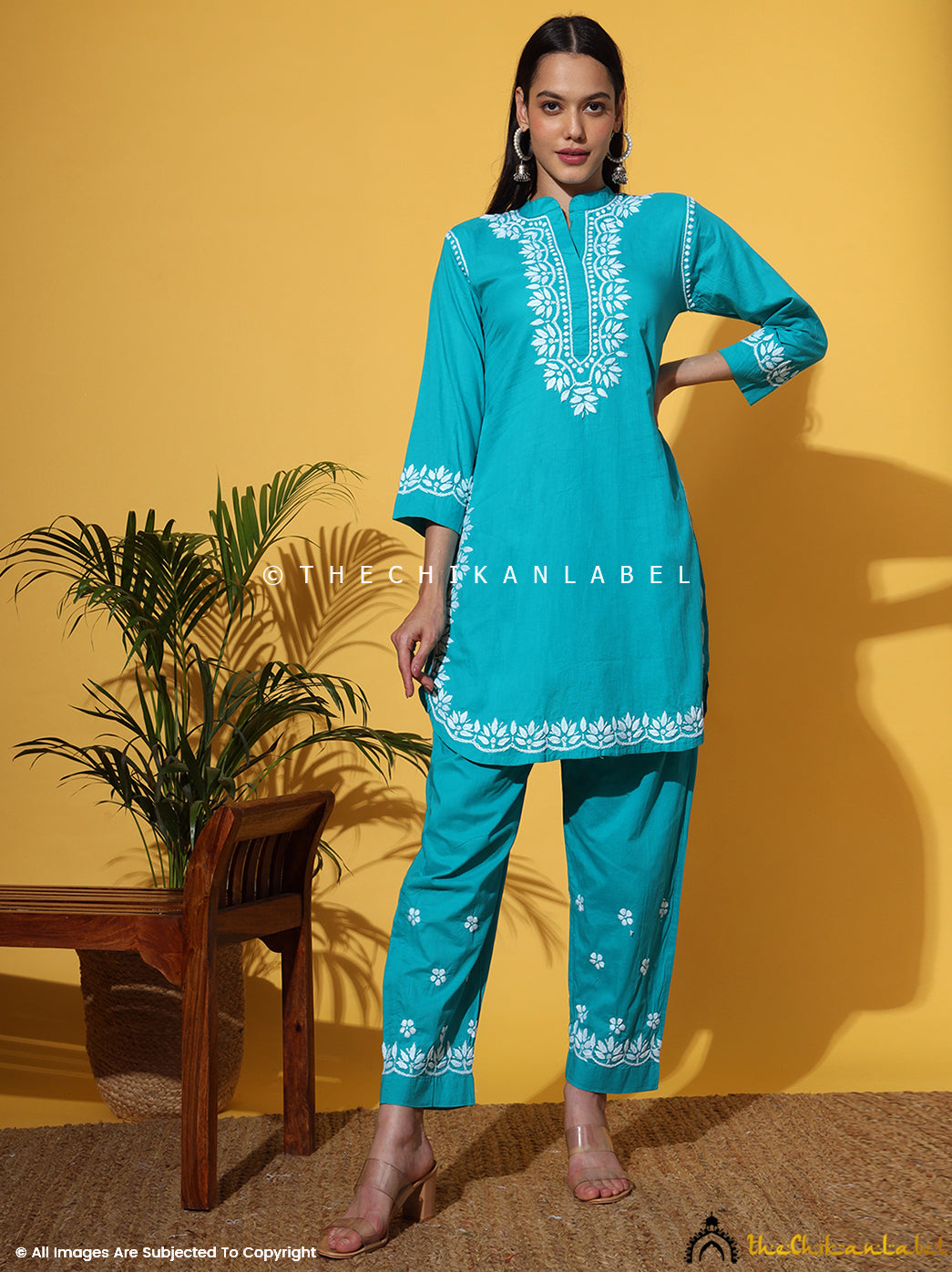 Sea Green Rumi Organic Cotton Chikankari Kurta Set