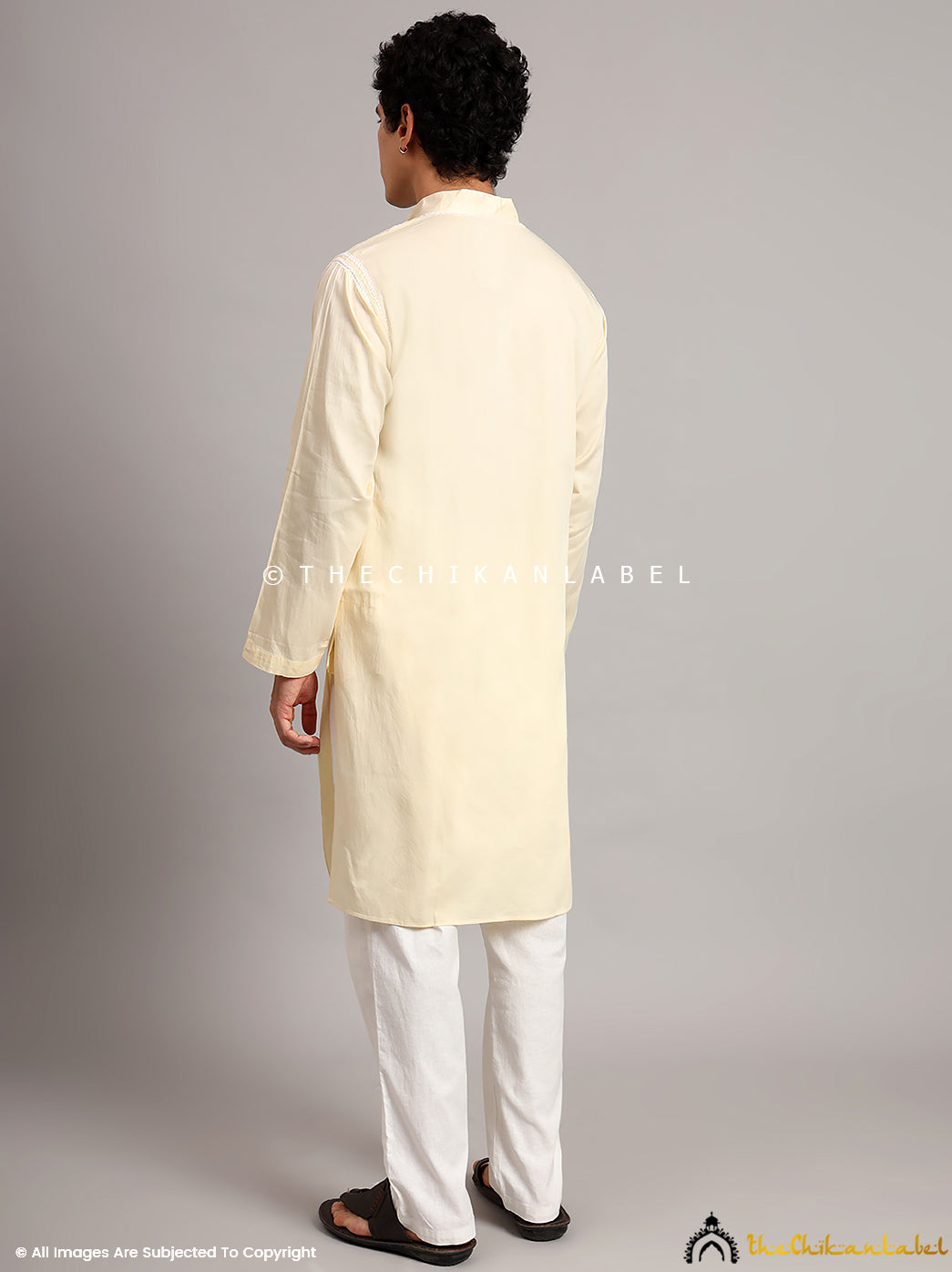 Yellow Uman Cotton Chikankari Men's Kurta