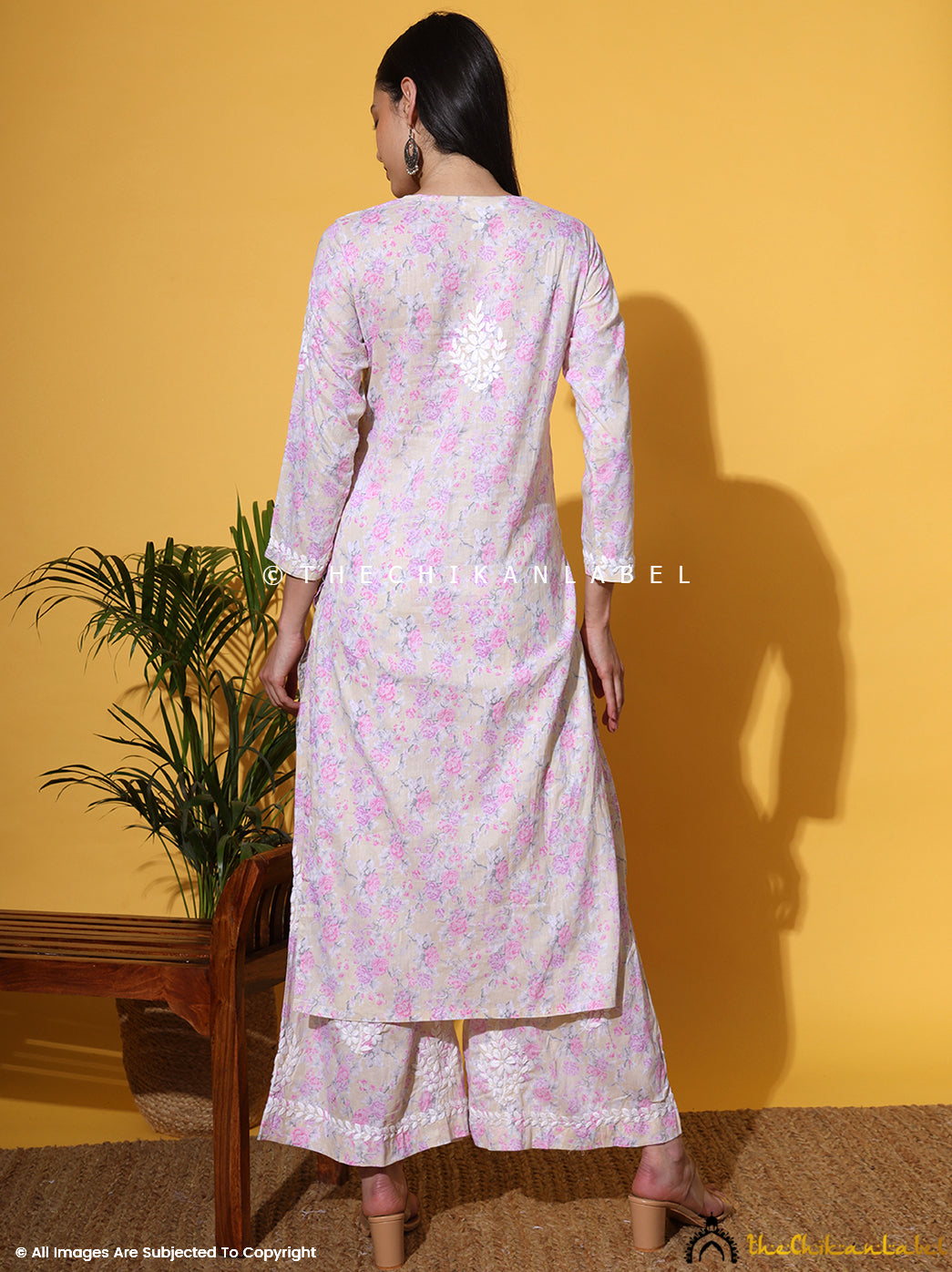 Pink Meher Mulmul Cotton Chikankari Kurta Set