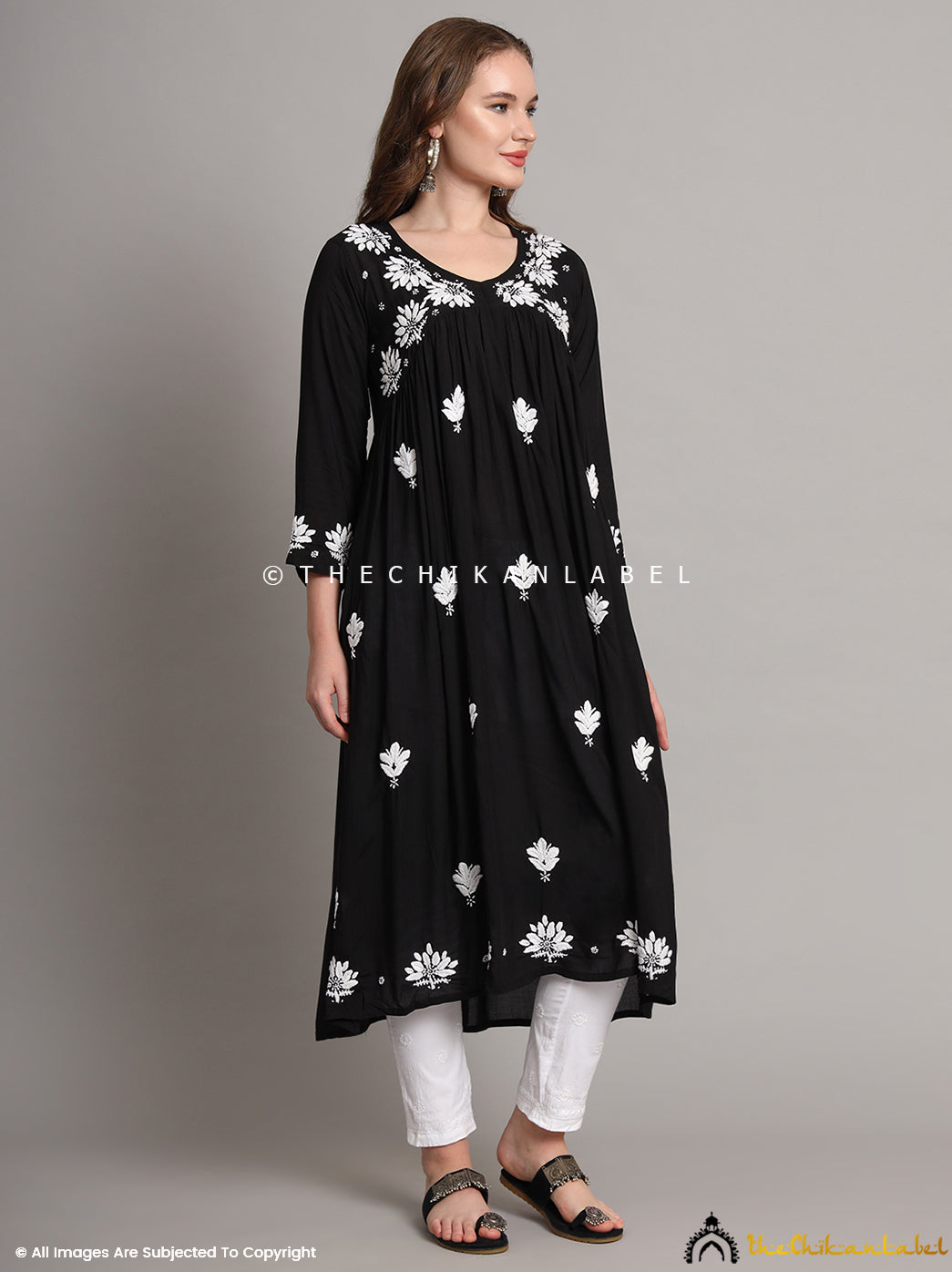 Black Alia Modal Chikankari Anarkali