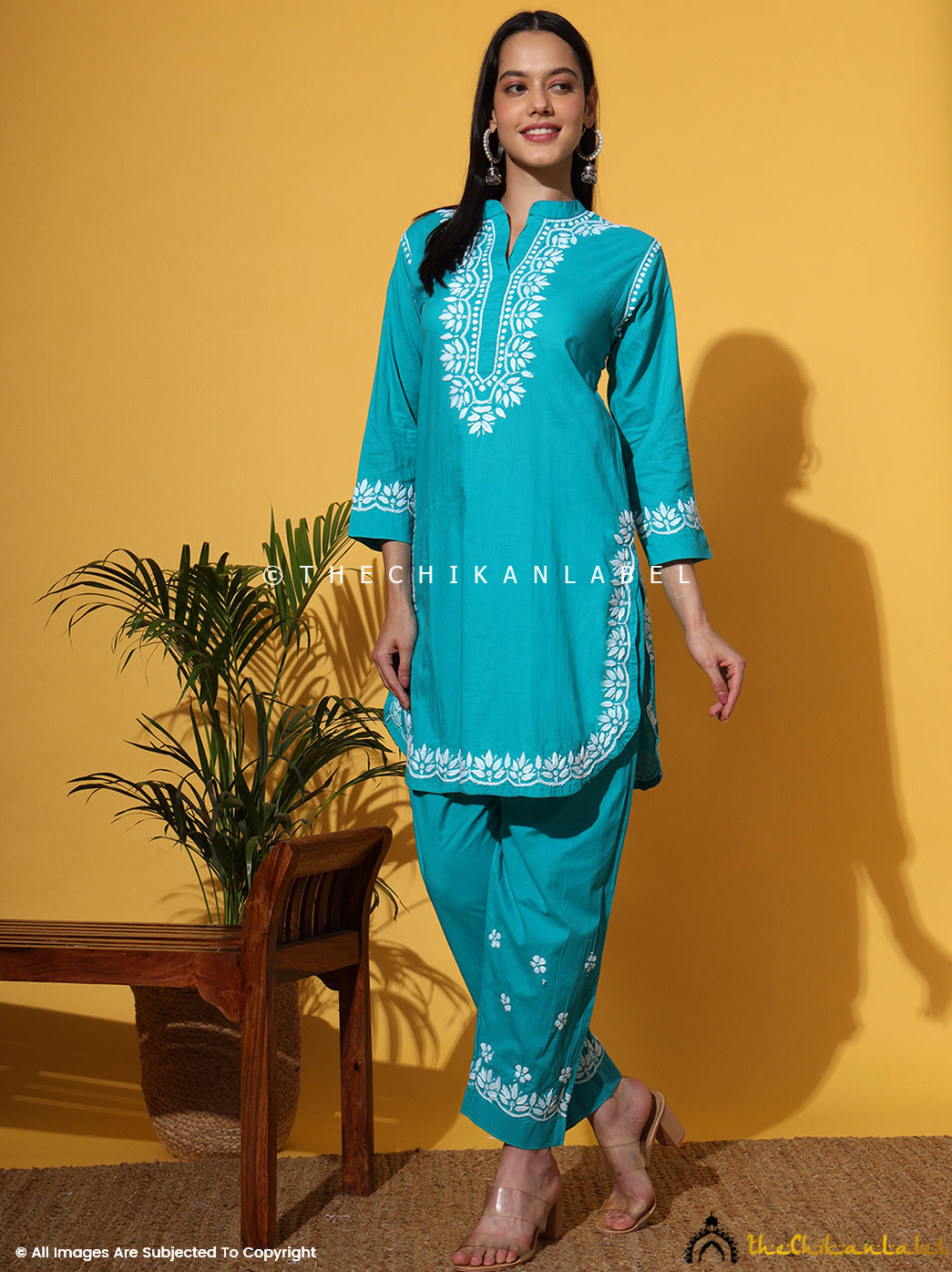 Sea Green Rumi Organic Cotton Chikankari Kurta Set