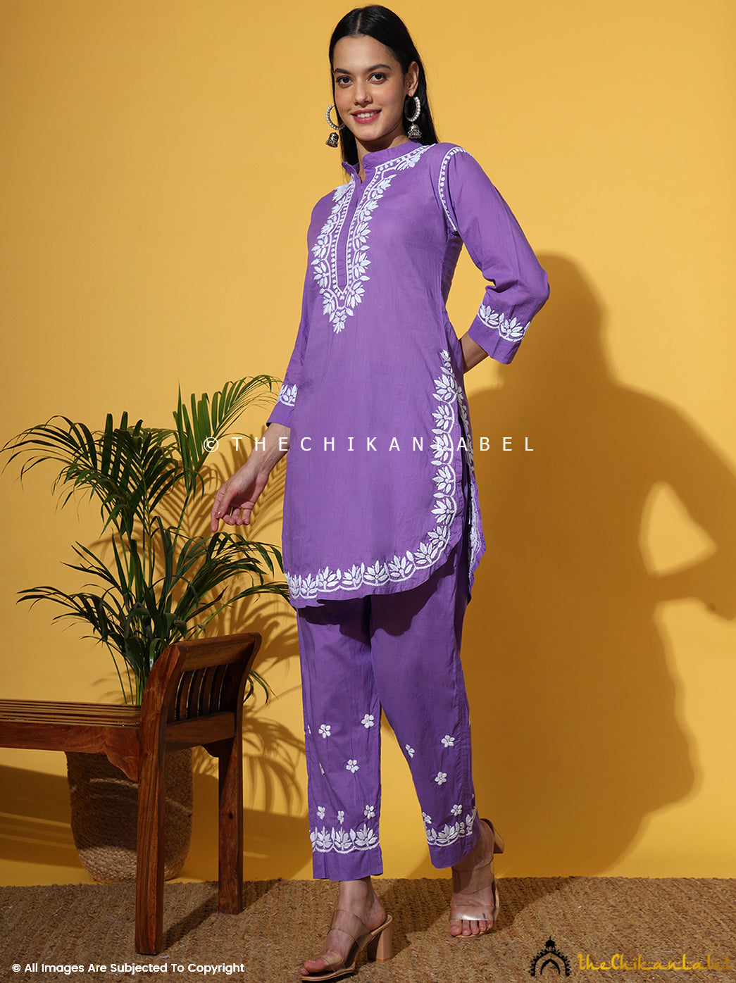 Lavender Rumi Organic Cotton Chikankari Kurta Set