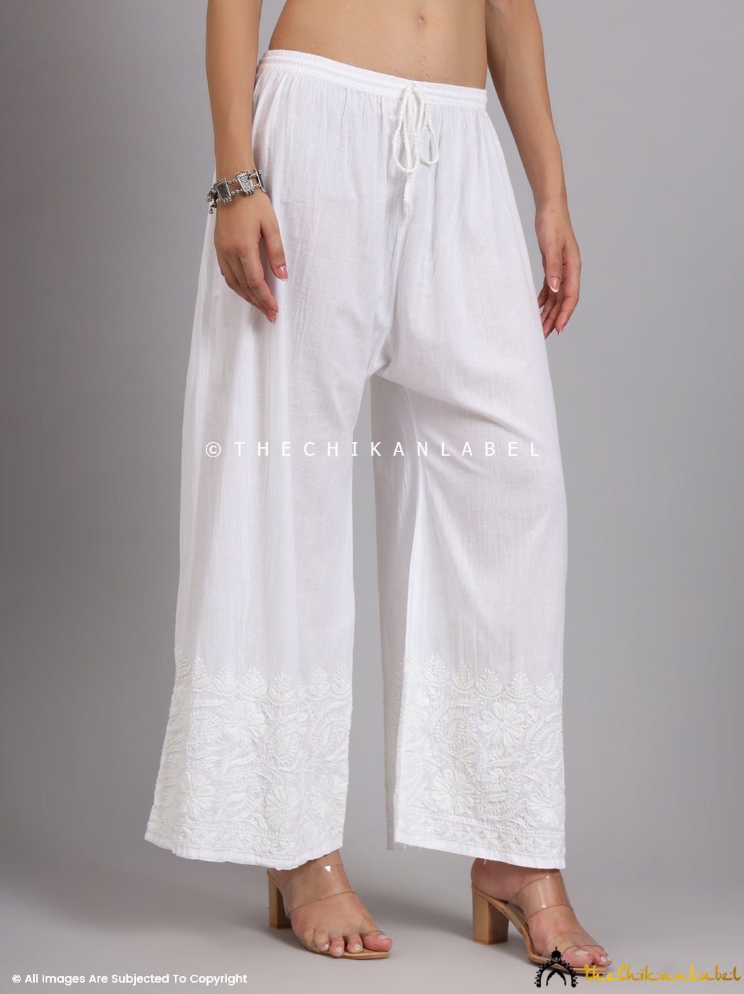 White Hiral Cotton Chikankari Palazzo