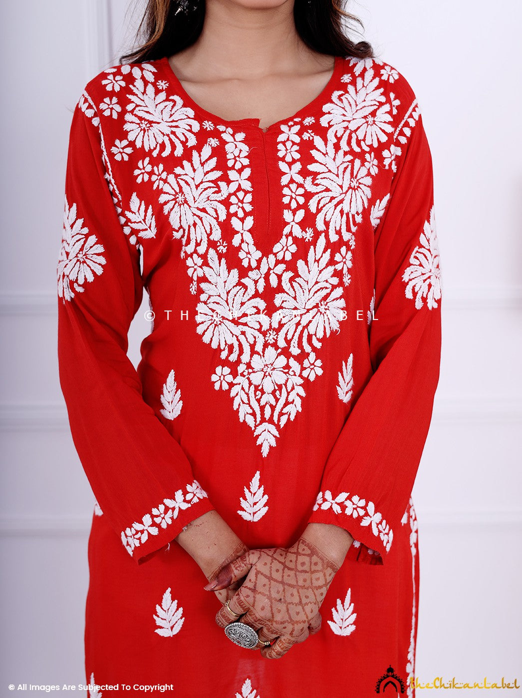 Red Modal Chikankari Short Top