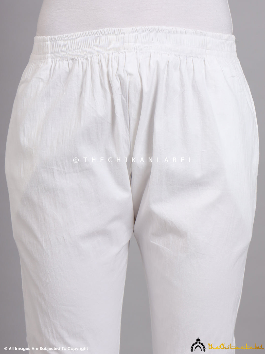 White Omya Lycra Straight Chikankari Cigarette Pant