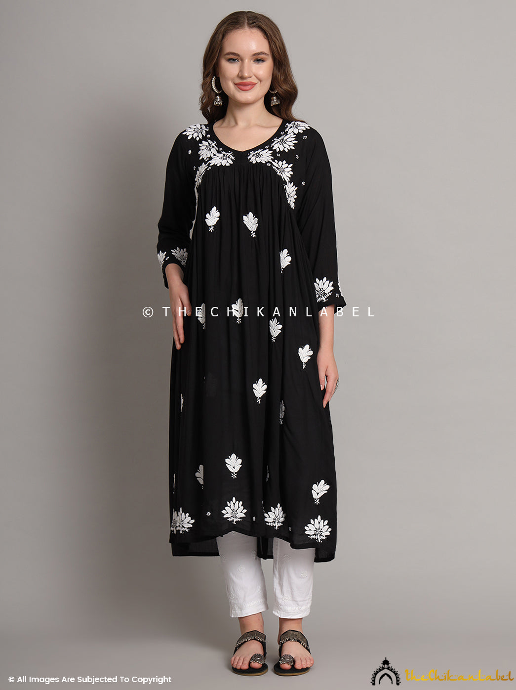 Black Alia Modal Chikankari Anarkali