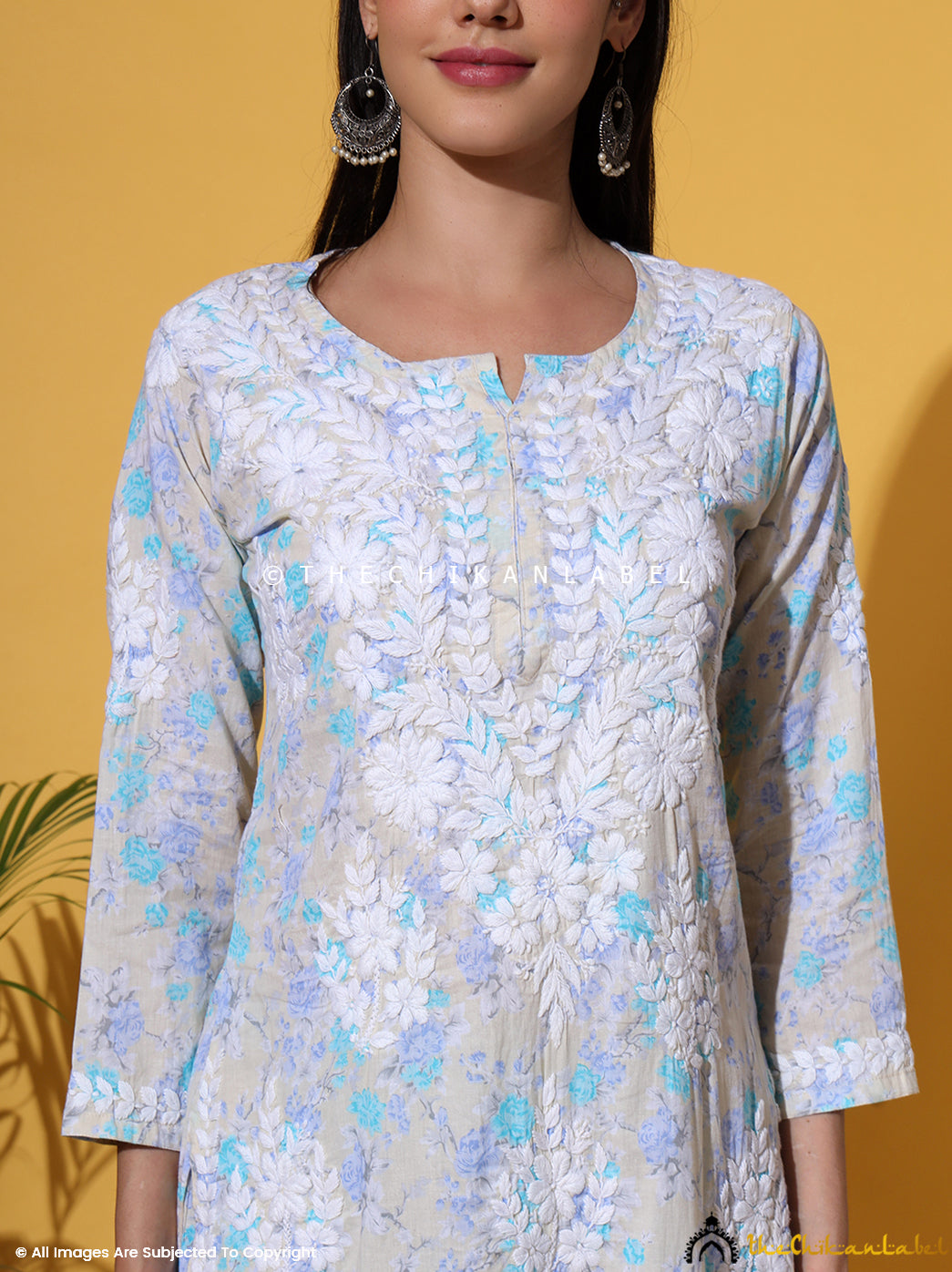 Blue Meher Mulmul Cotton Chikankari Kurta Set