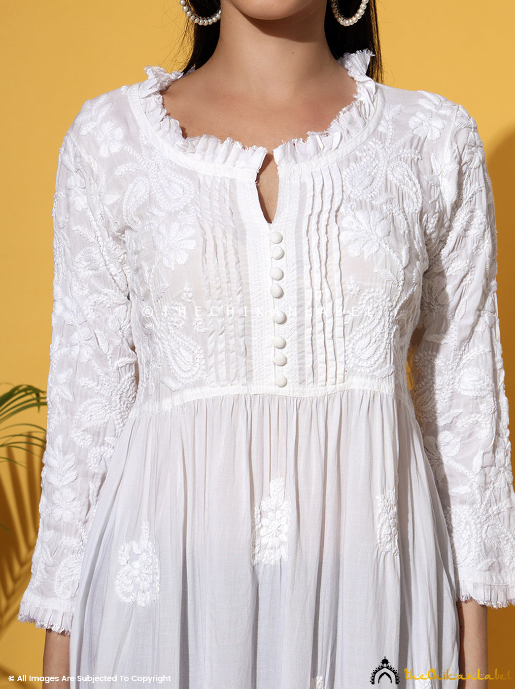 White Titli Muslin Chikankari Anarkali