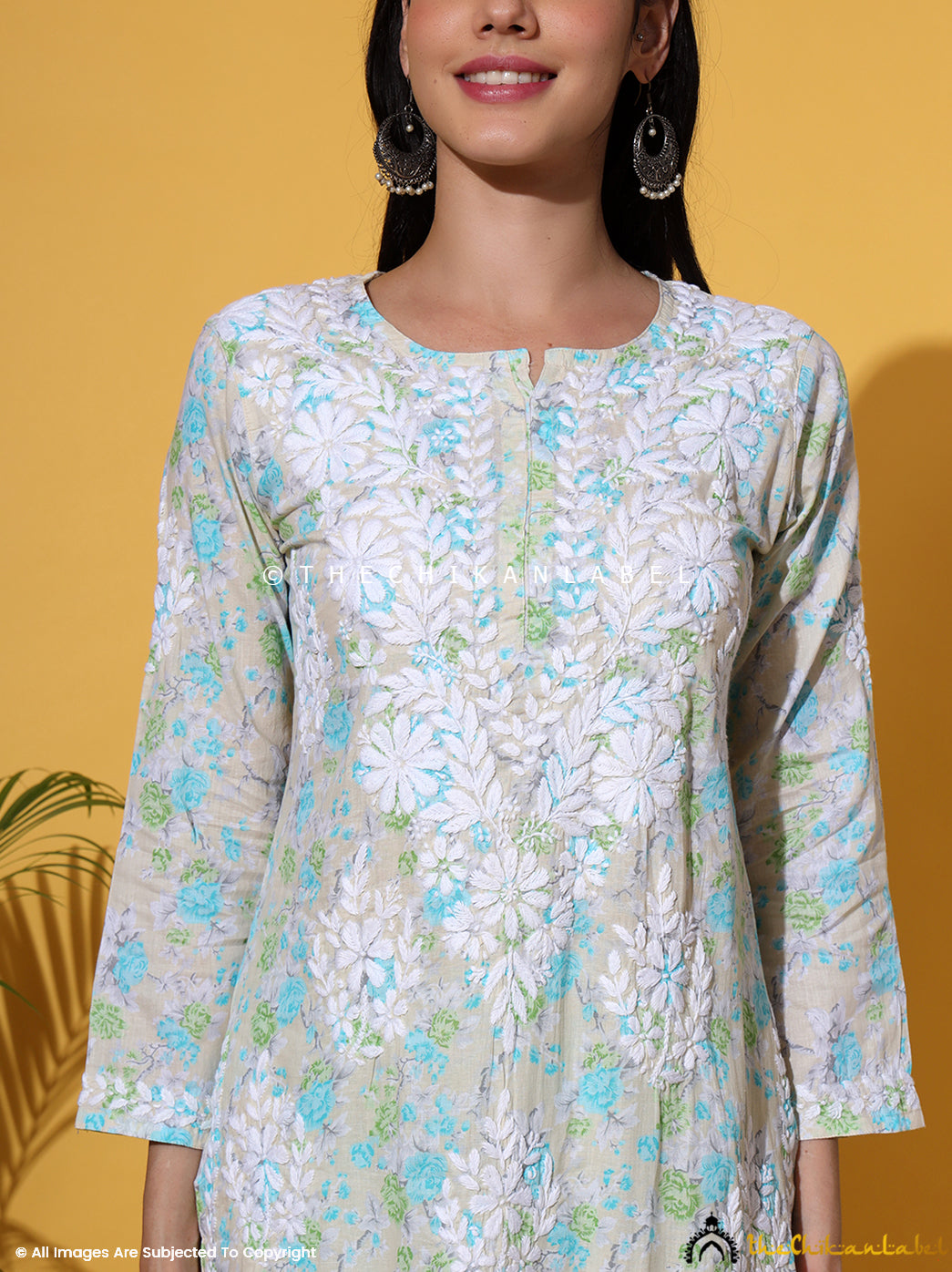 Green Meher Mulmul Cotton Chikankari Kurta Set