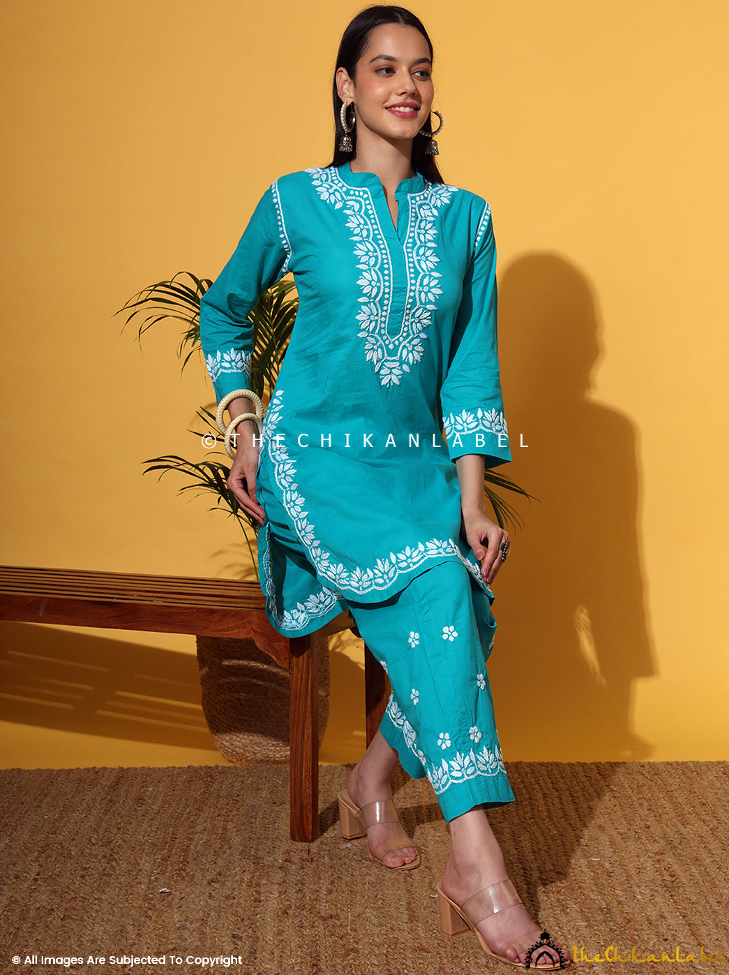 Sea Green Rumi Organic Cotton Chikankari Kurta Set