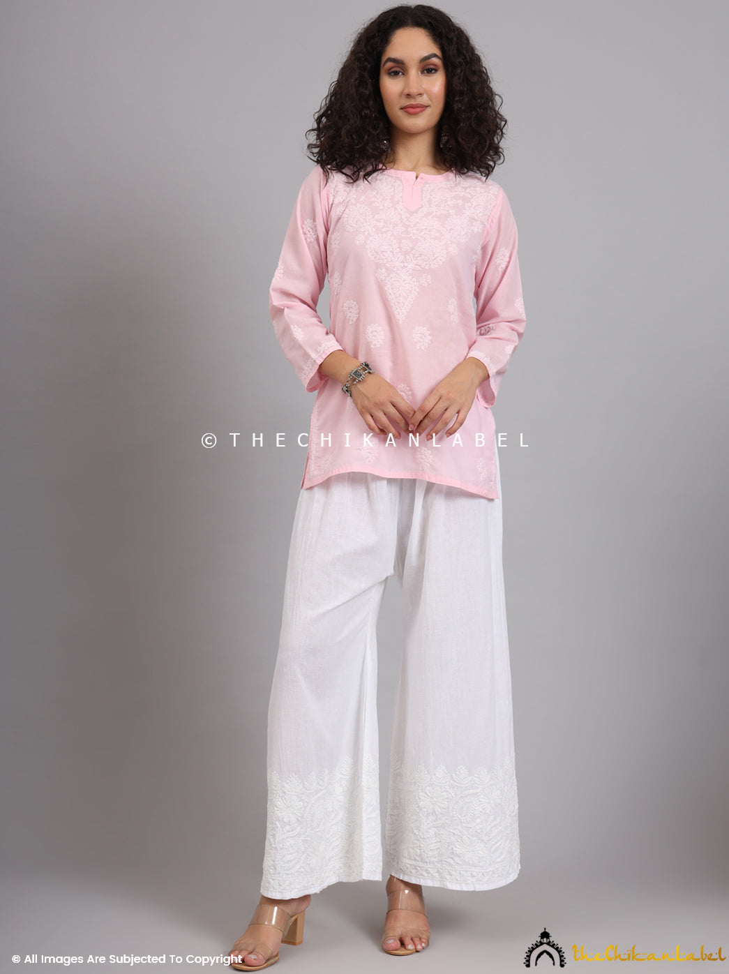 White Hiral Cotton Chikankari Palazzo