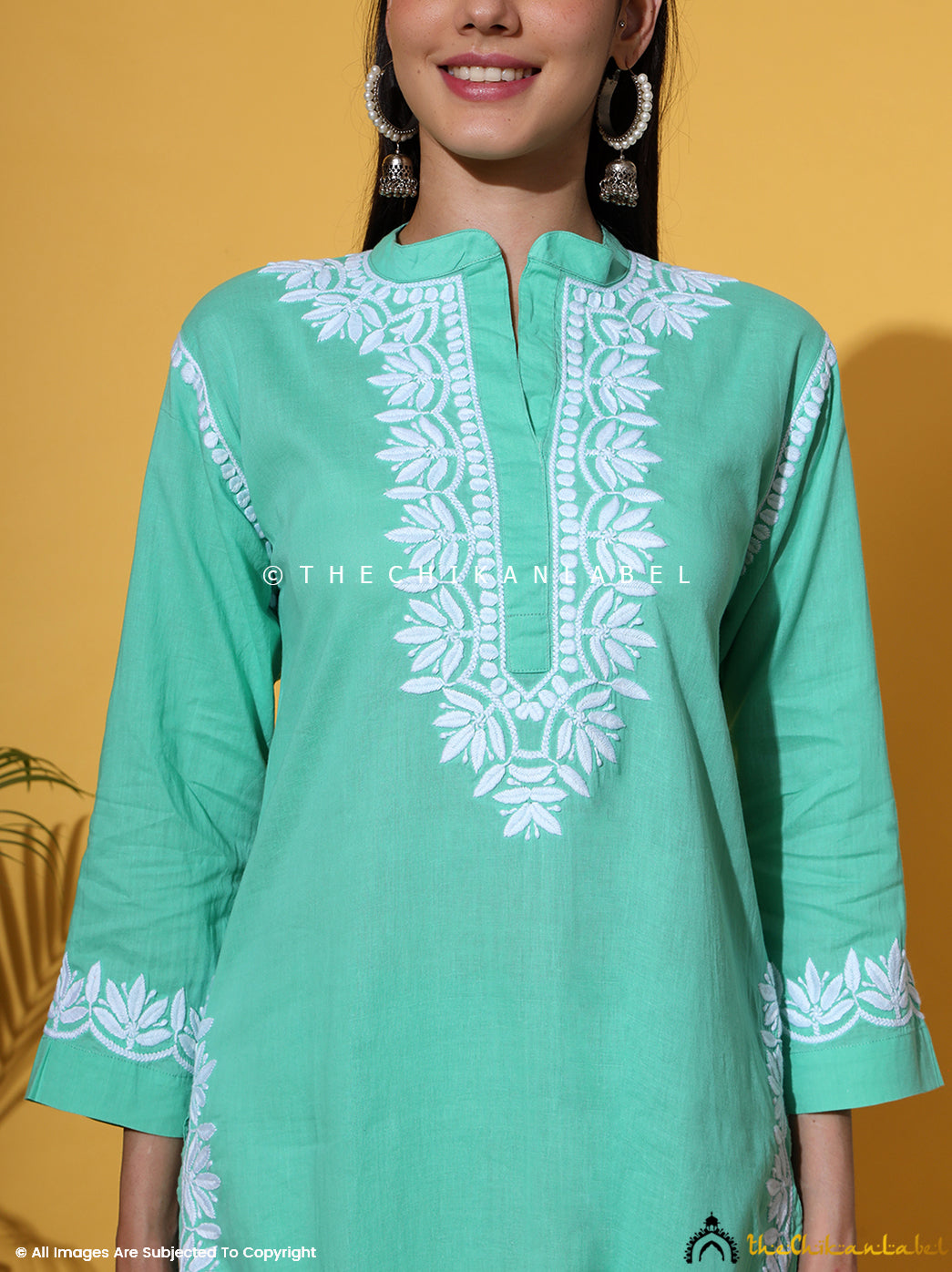 Green Rumi Organic Cotton Chikankari Kurta Set