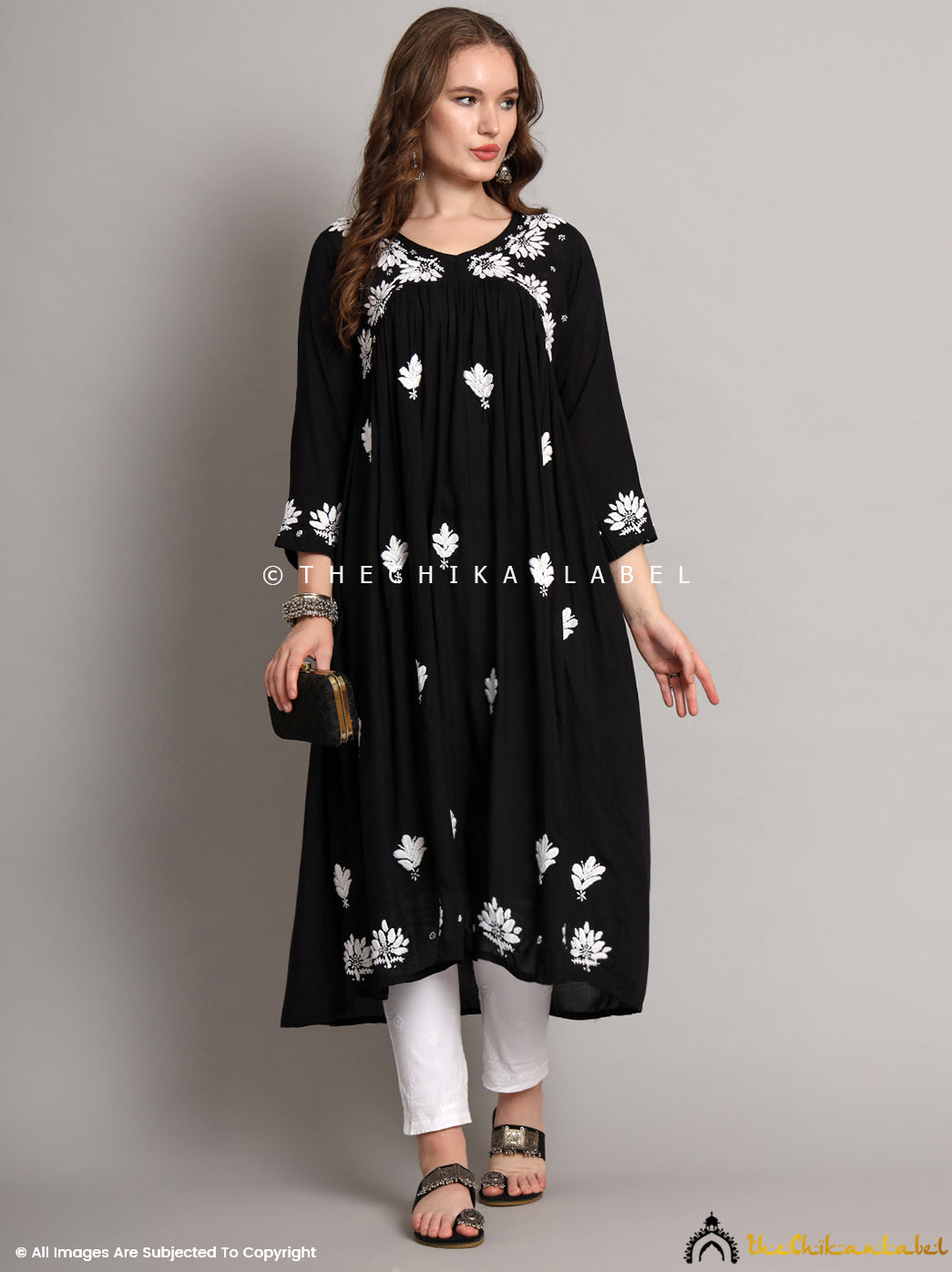 Black Alia Modal Chikankari Anarkali