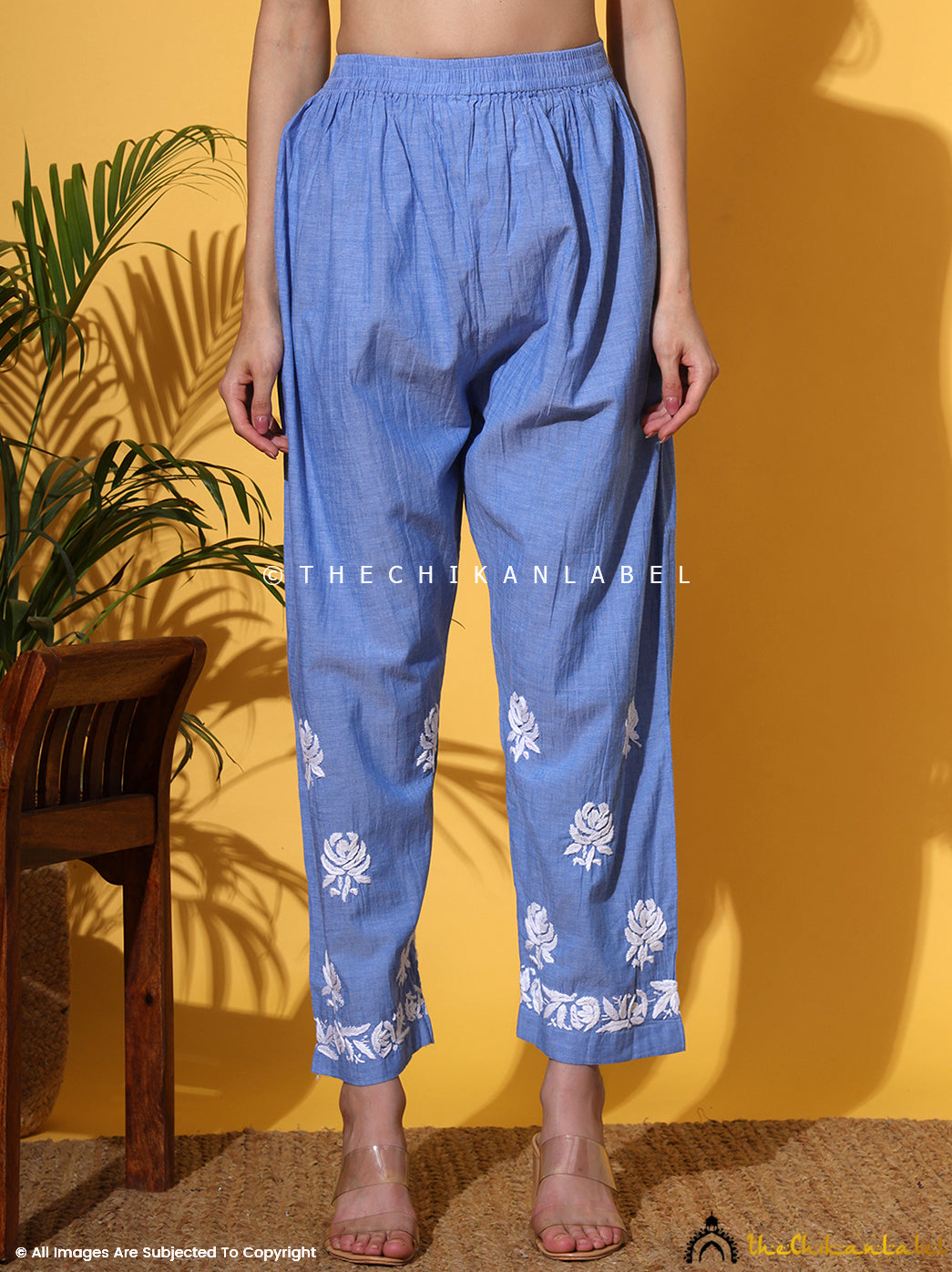 Blue Laiba Denim Chikankari Short Kurta Set