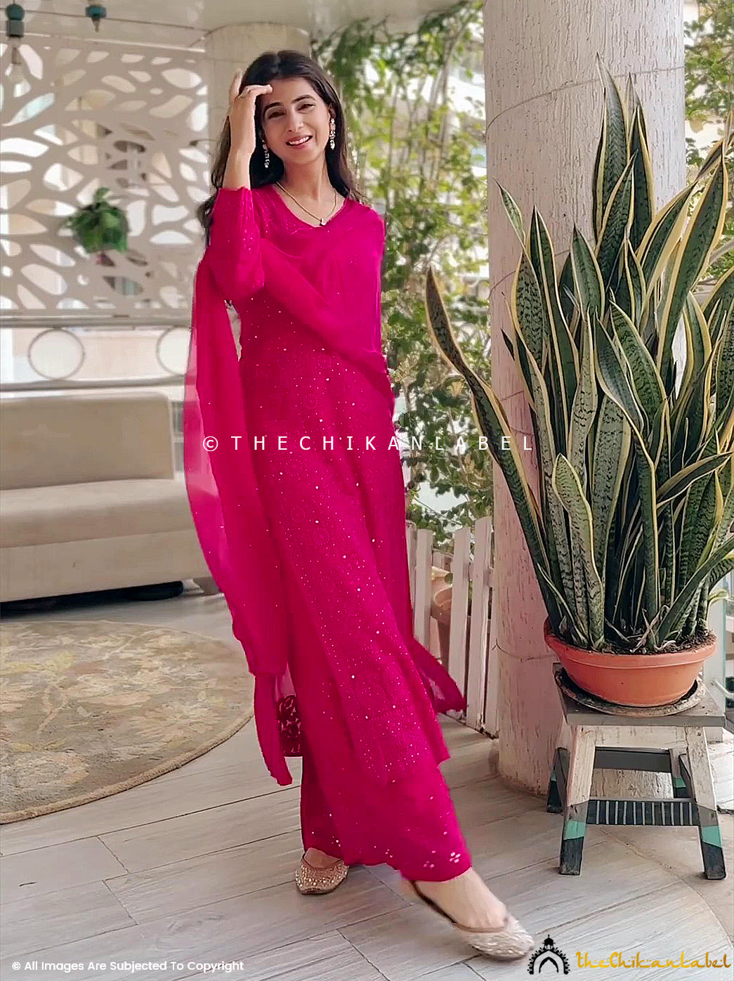 Women's Pink Solid Sleeveless Kurta Set With Dupatta- (3pc) - Indi Inside