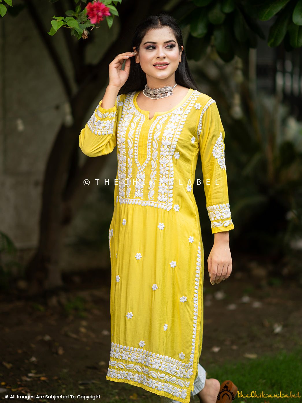 Yellow Amara Muslin Chikankari Straight Kurti ,Chikankari Straight Kurti in Muslin Fabric For Woman
