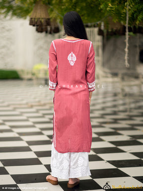 Coral Amara Muslin Chikankari Straight Kurti