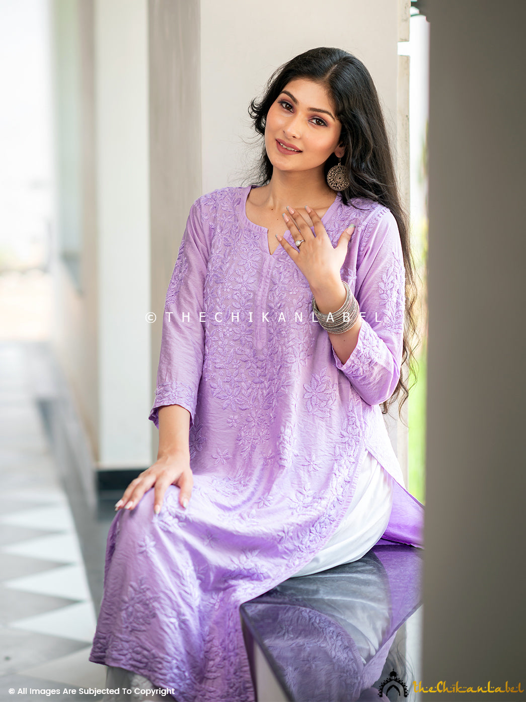 Lavender Iyada Chanderi Chikankari Straight Kurti ,Chikankari Straight Kurti in Chanderi Fabric For Woman