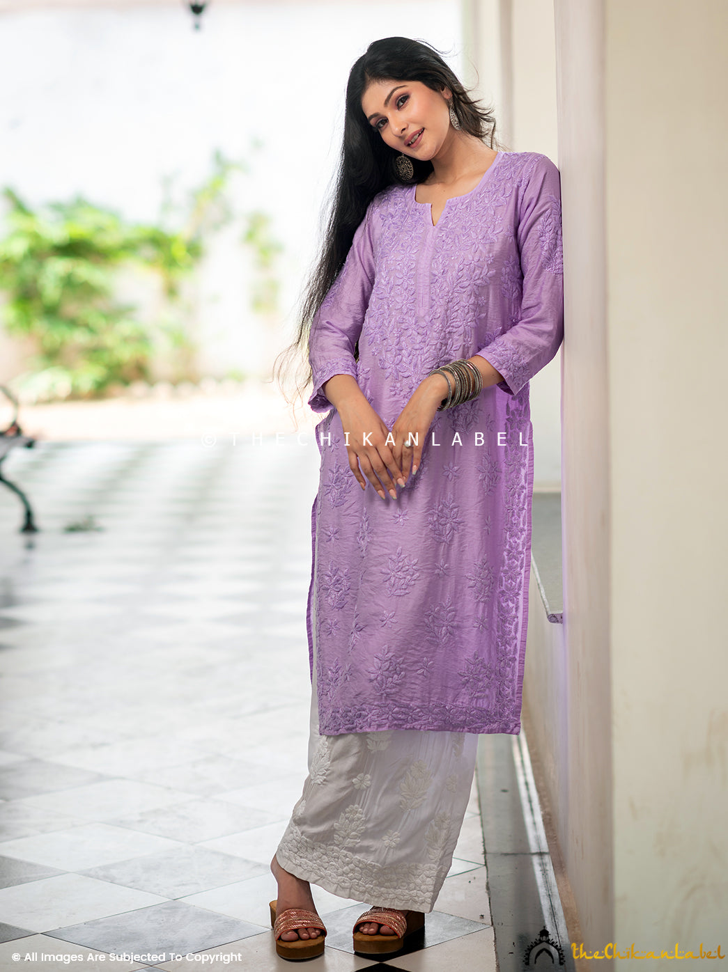 Lavender Iyada Chanderi Chikankari Straight Kurti ,Chikankari Straight Kurti in Chanderi Fabric For Woman
