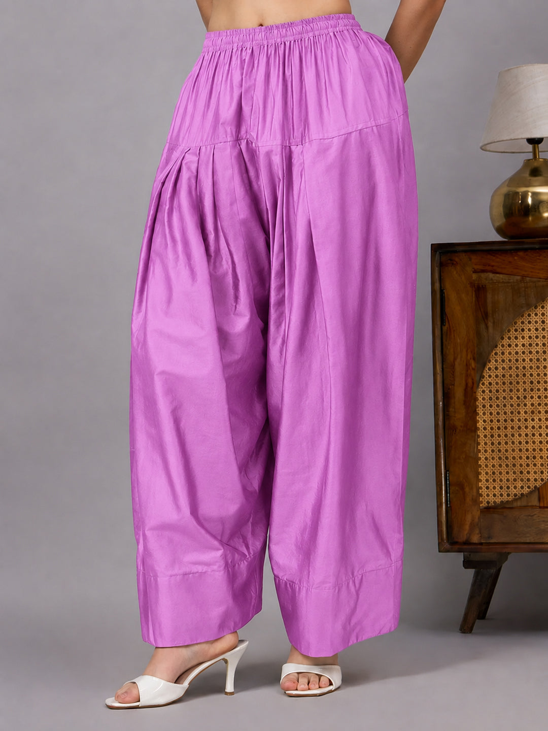 Kashvi Chanderi Chikankari Kurta Farshi Salwar Set with Dupatta - Lavender