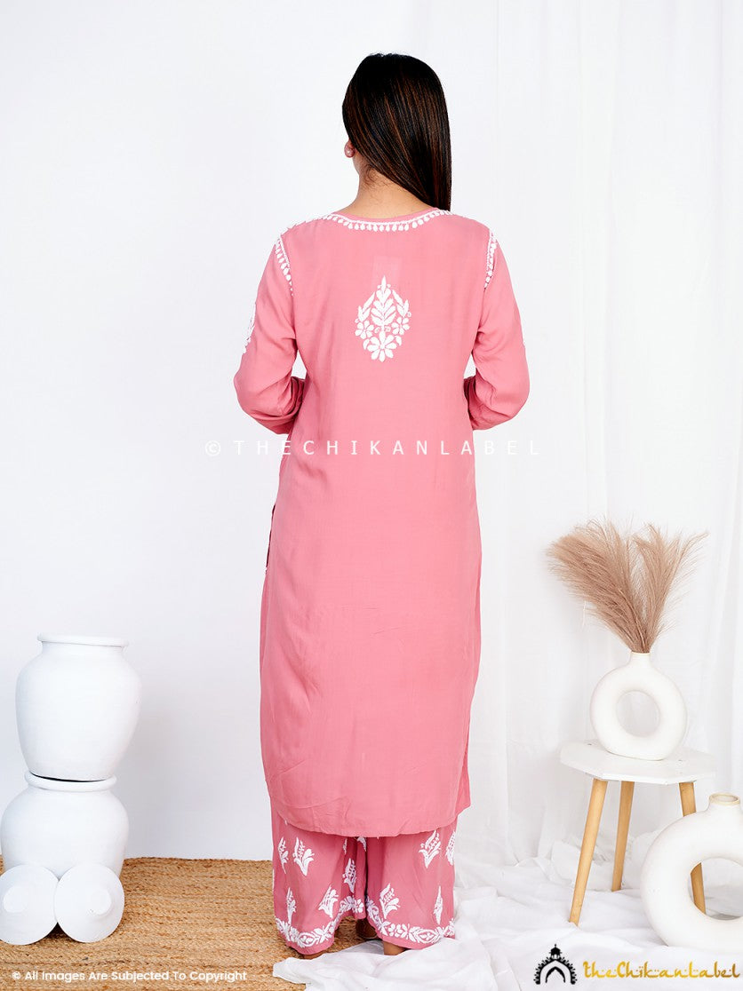 Coral Aafna Modal Chikankari Kurta Palazzo Set