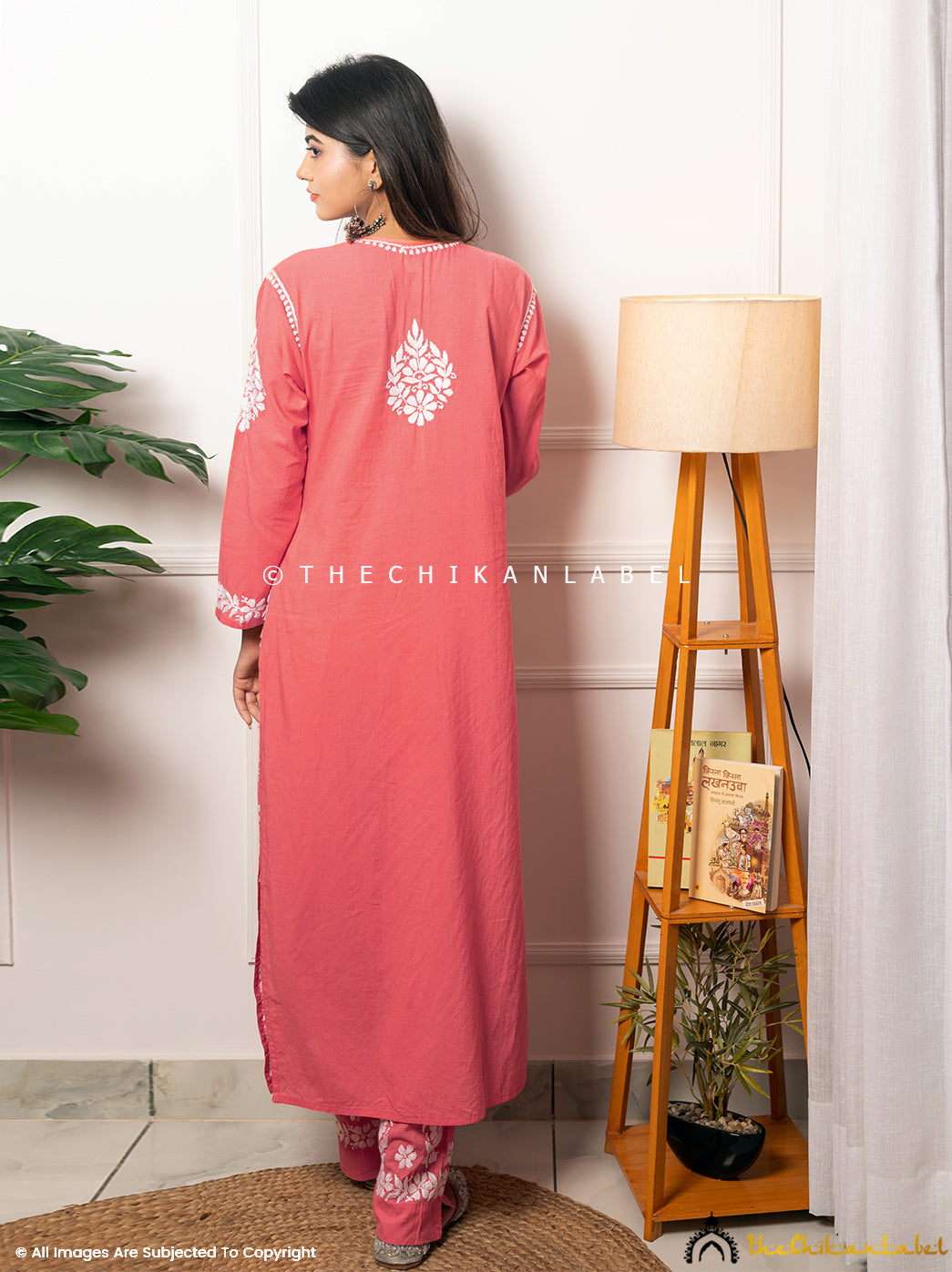Buy chikankari kurti pant set online at best price, Shop authentic Lucknow chikankari handmade kurti pant set in modal fabric for women 3