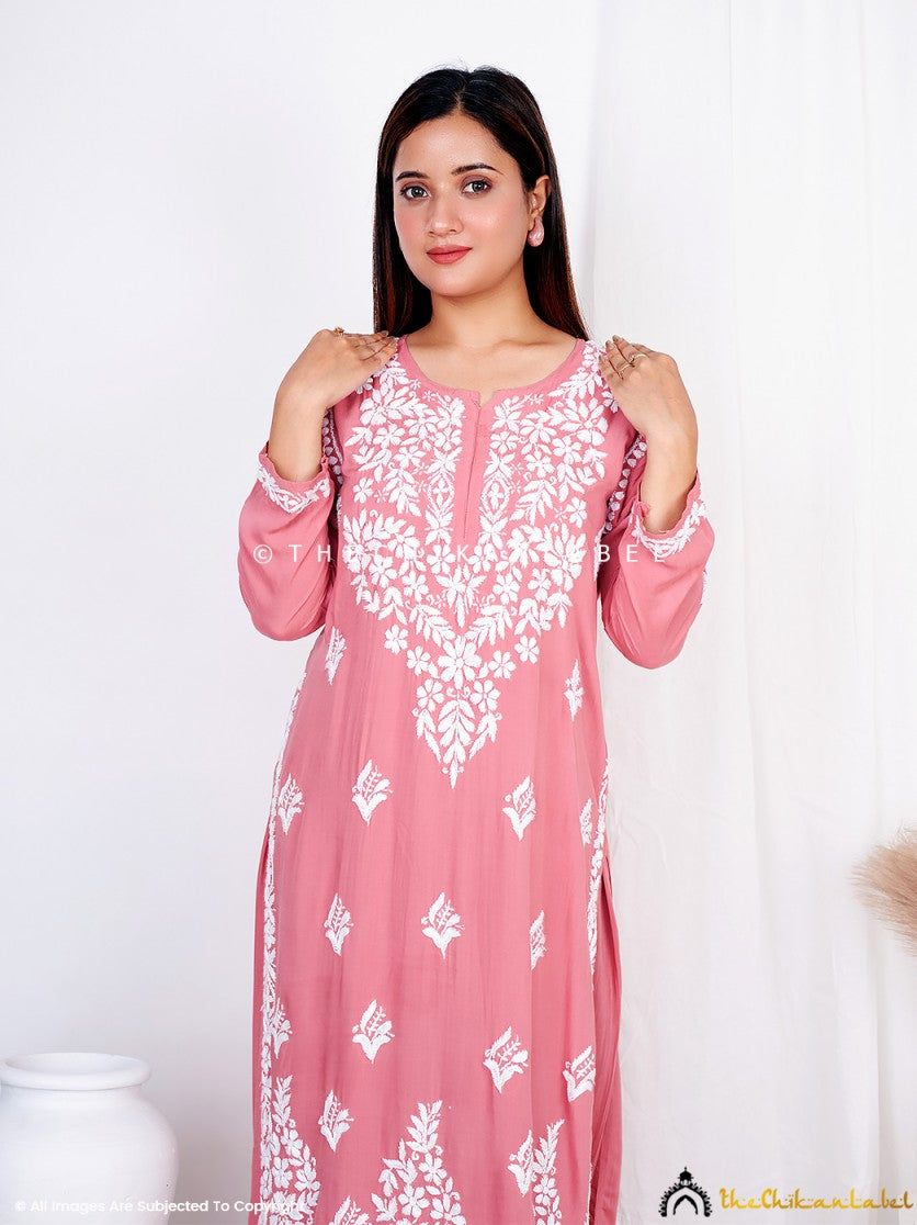 Coral Aafna Modal Chikankari Kurta Palazzo Set