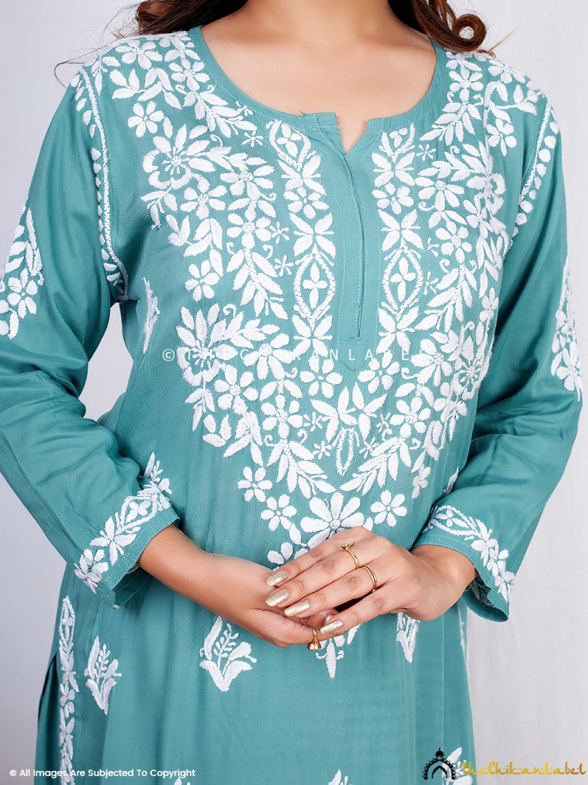 Green Aafna Modal Chikankari Kurta Palazzo Set