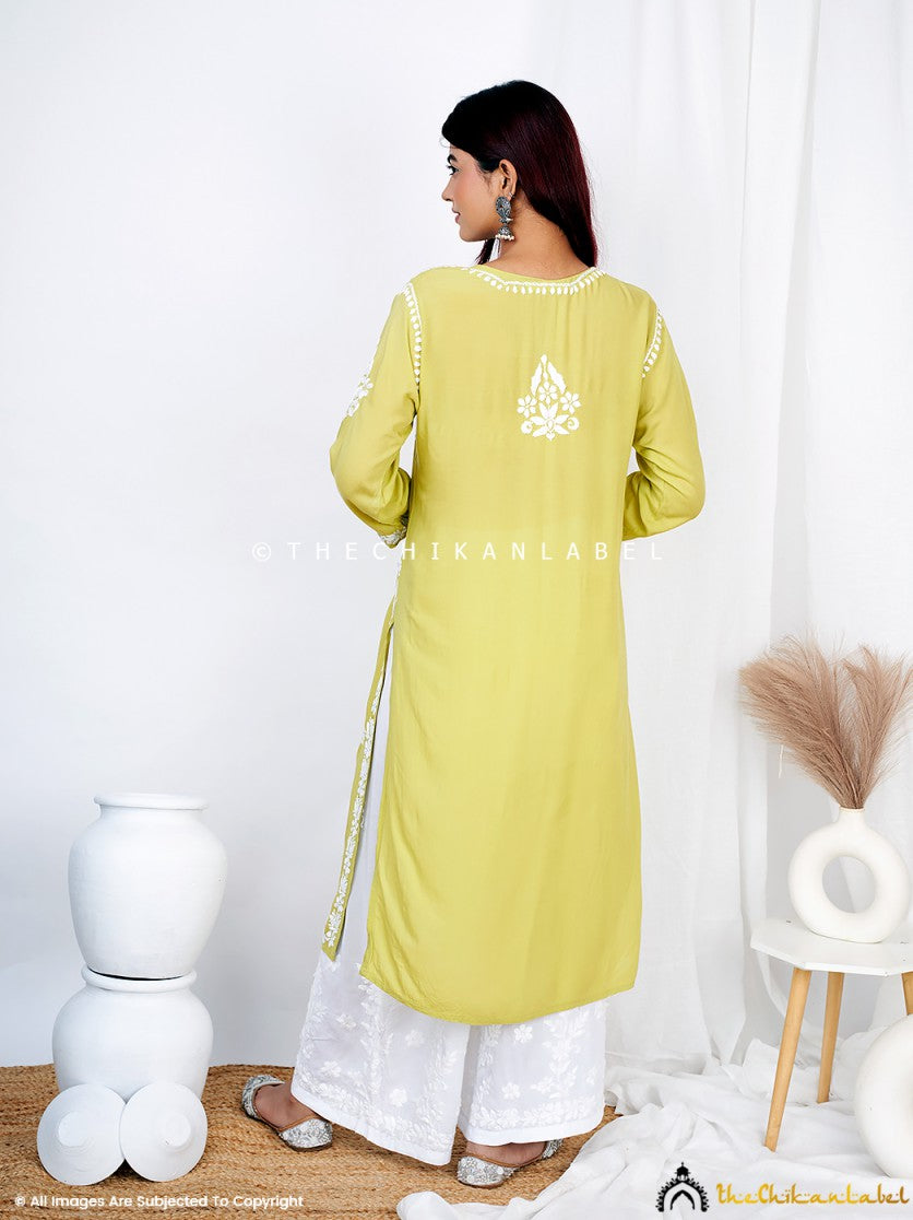 Mehndi Masoom Modal Chikankari Straight Kurti