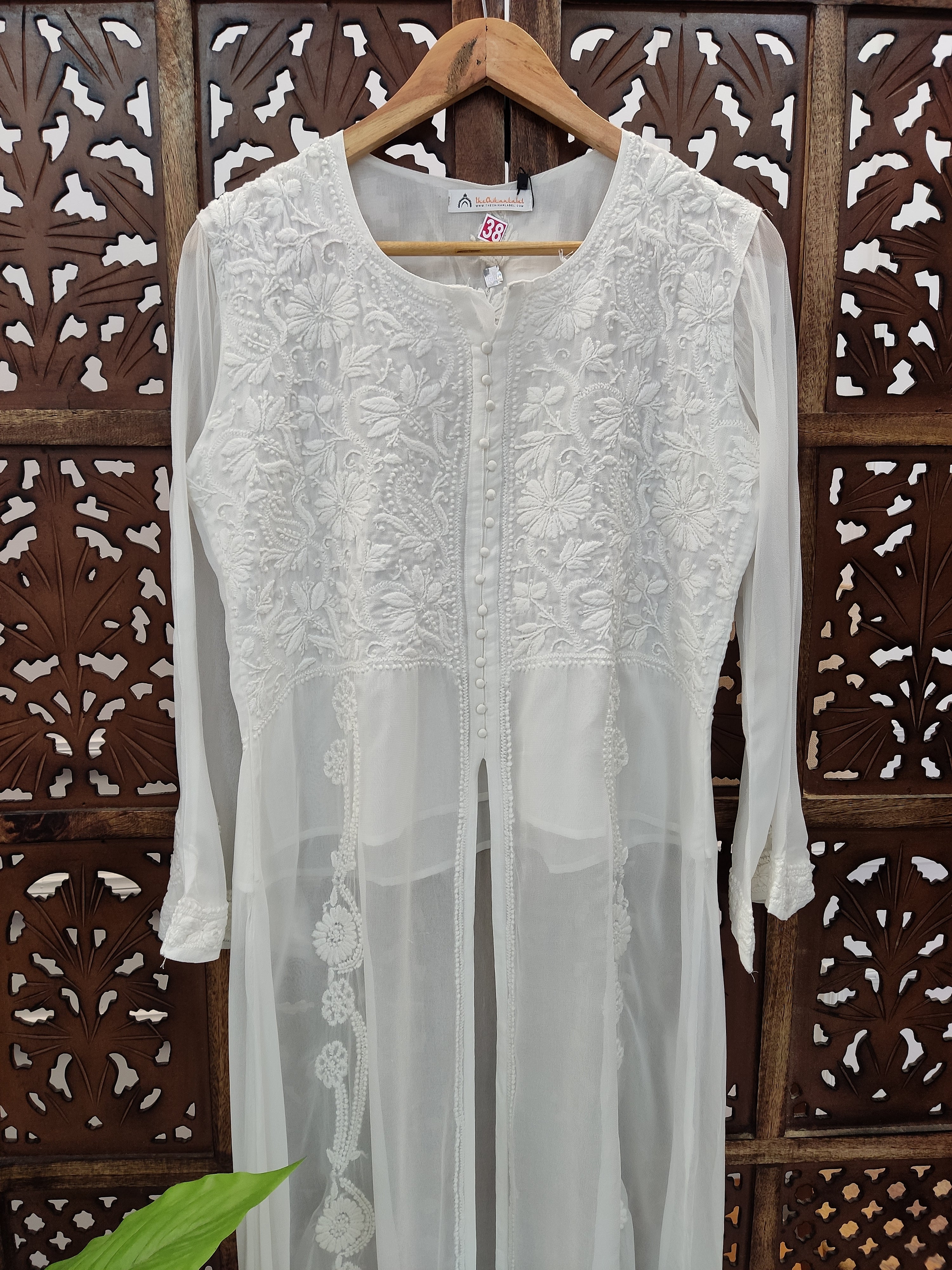 White Viscose Chikankari Slit Kurti