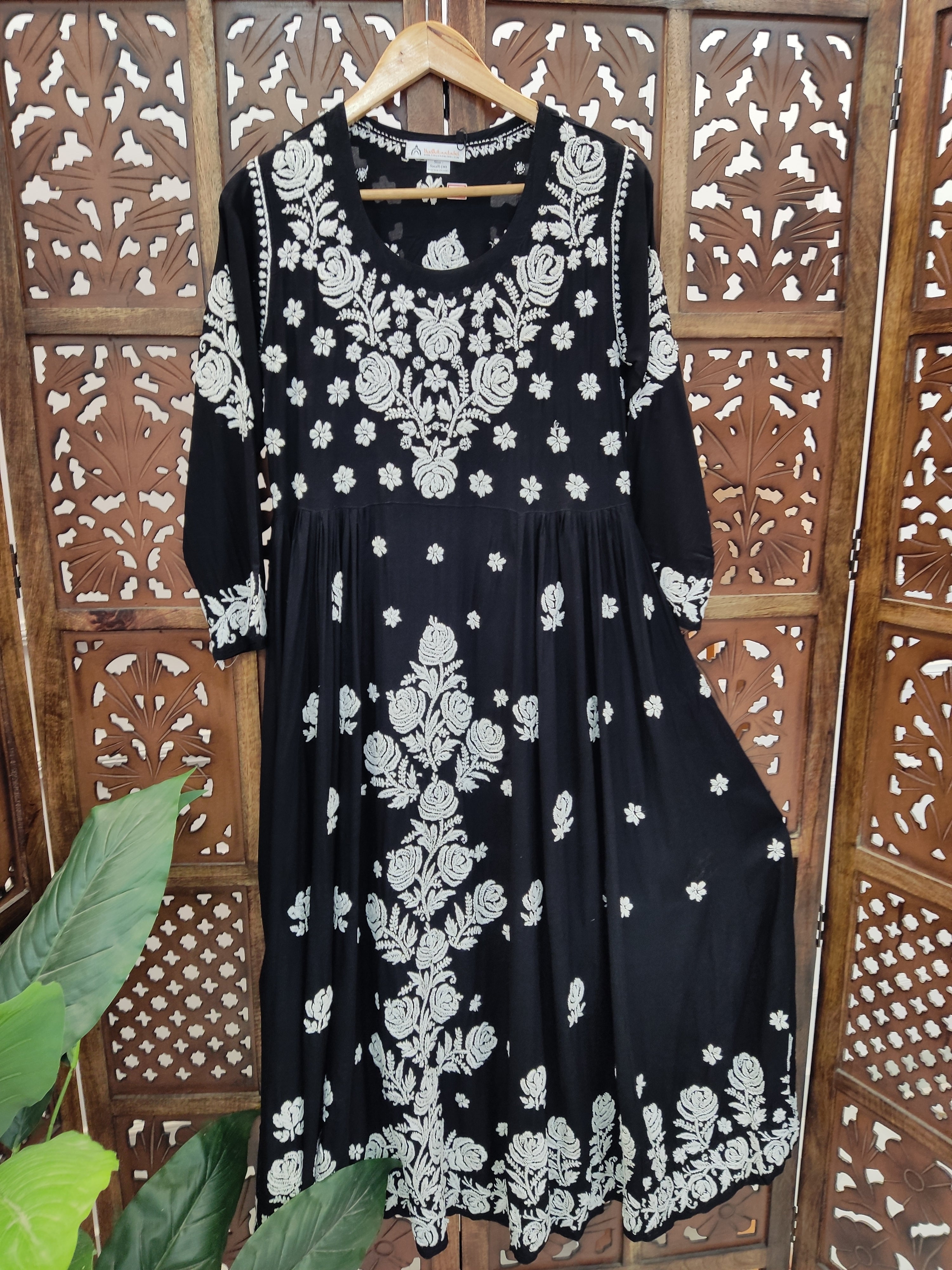 Black Modal Chikankari Anarkali