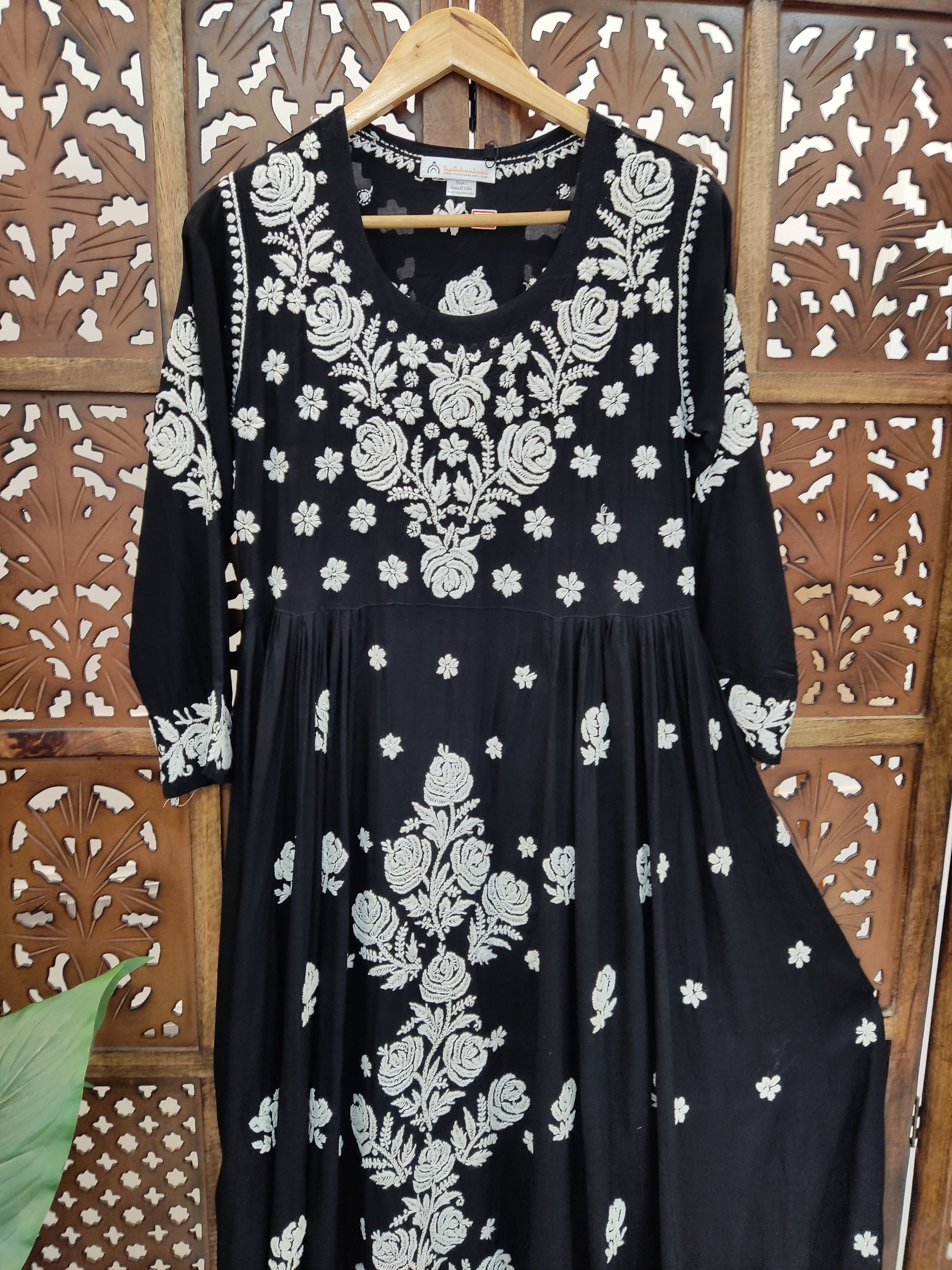 Black Modal Chikankari Anarkali