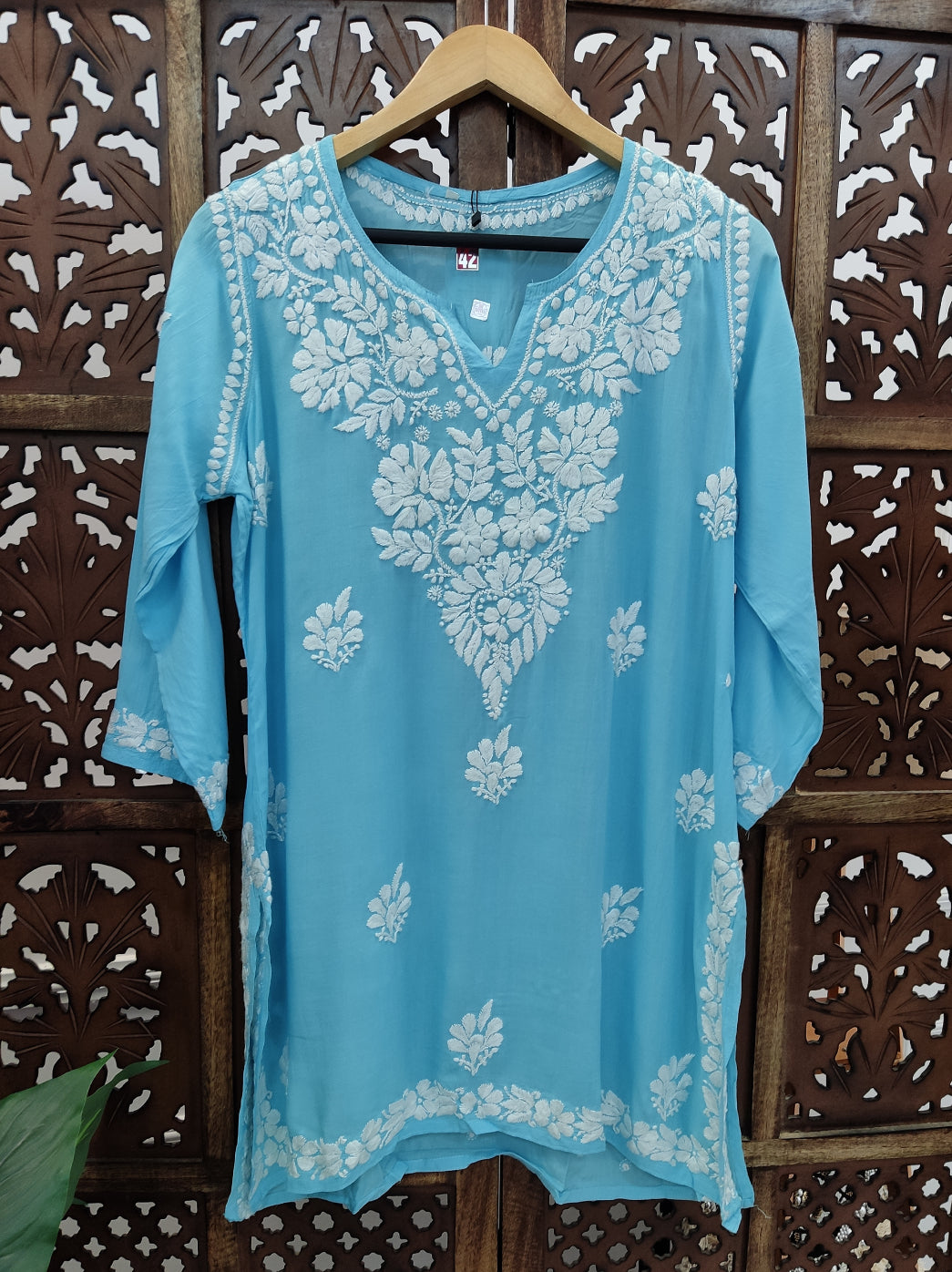 Sky Blue Modal Chikankari Short Top