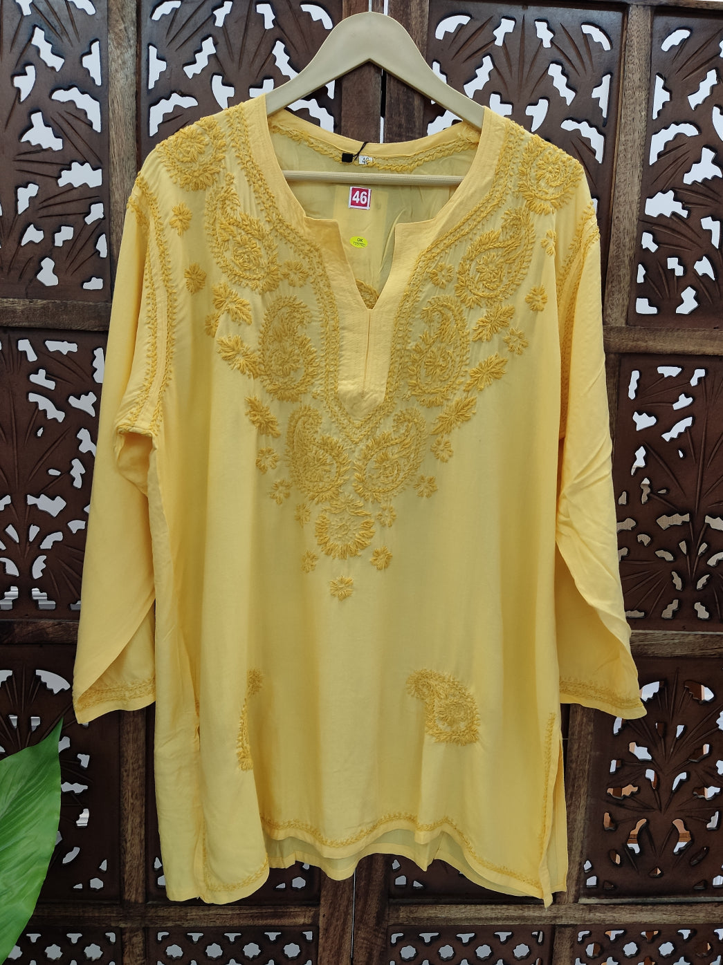 Yellow Modal Chikankari Short Top